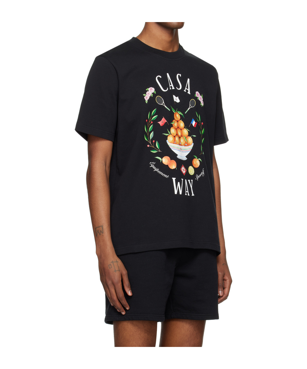 Casablanca Round Collar Printed T-shirt In Black