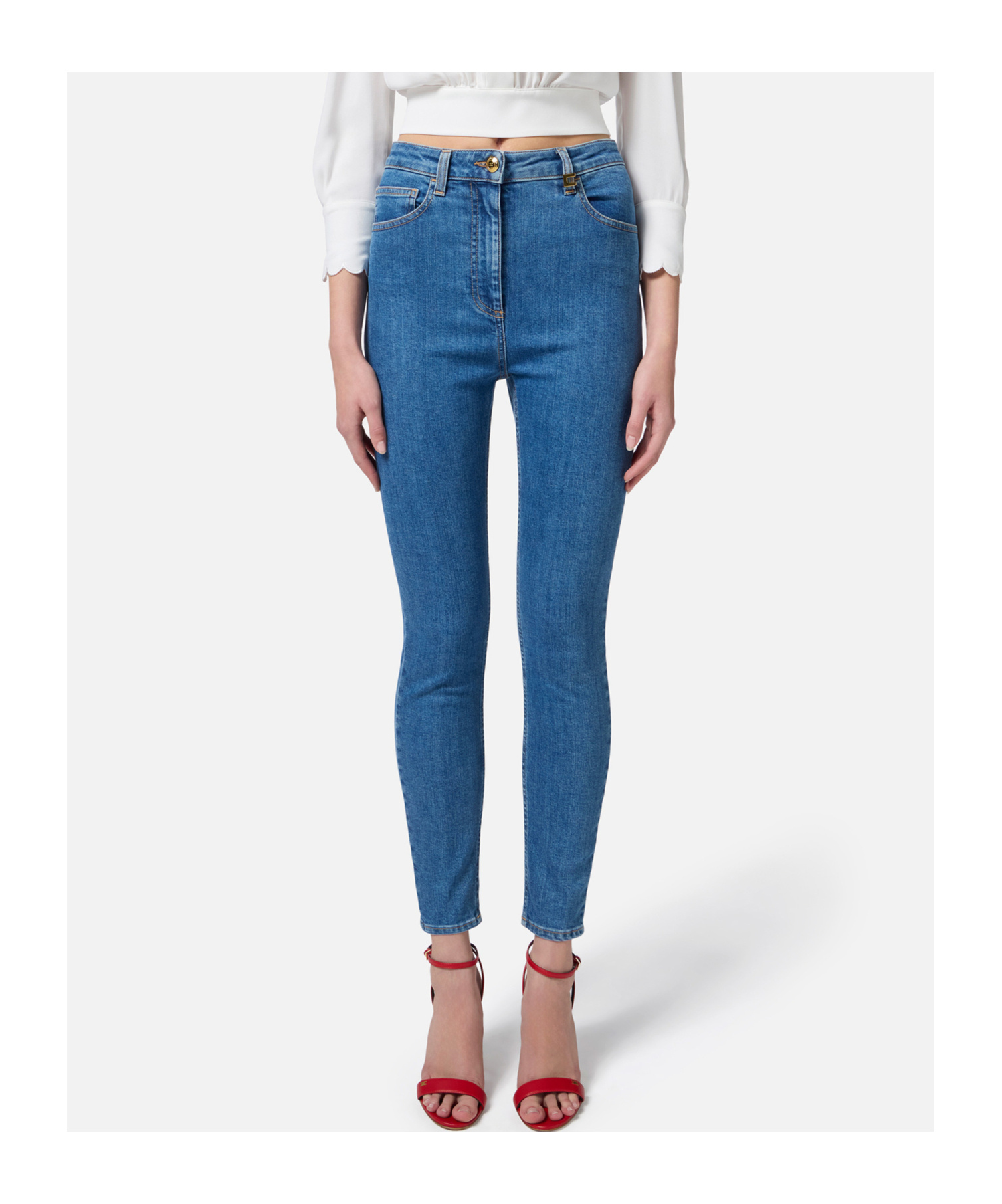 Elisabetta Franchi Belt-loop Jeans In Blue