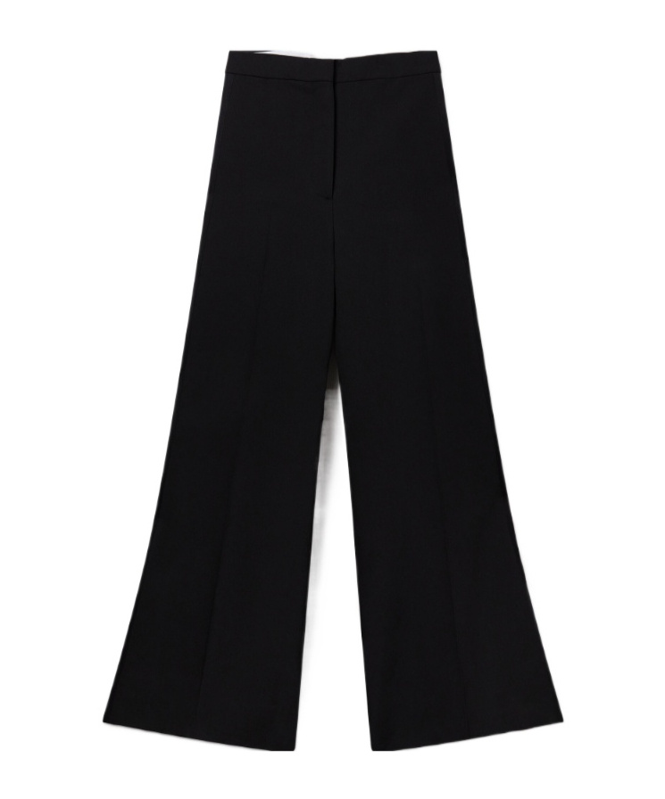 Stella Mccartney Pleated High-rise Wide-leg Wool Trousers In Black