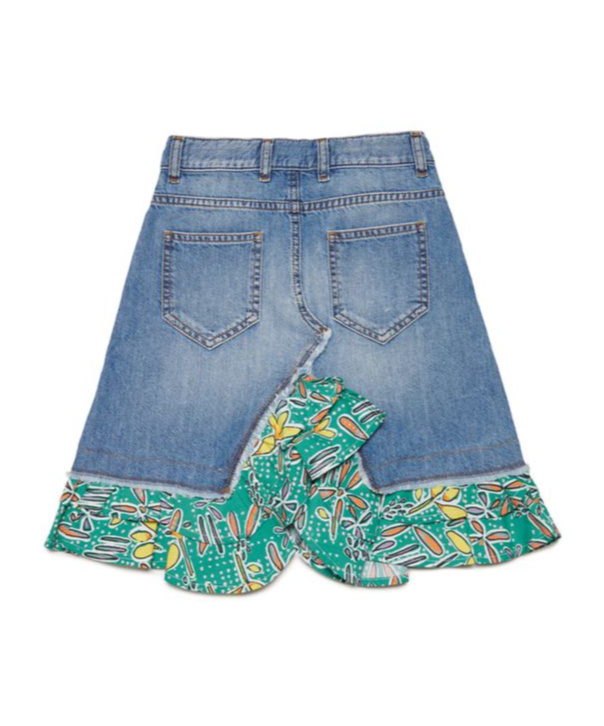 Marni Printed-trim Denim Skirt