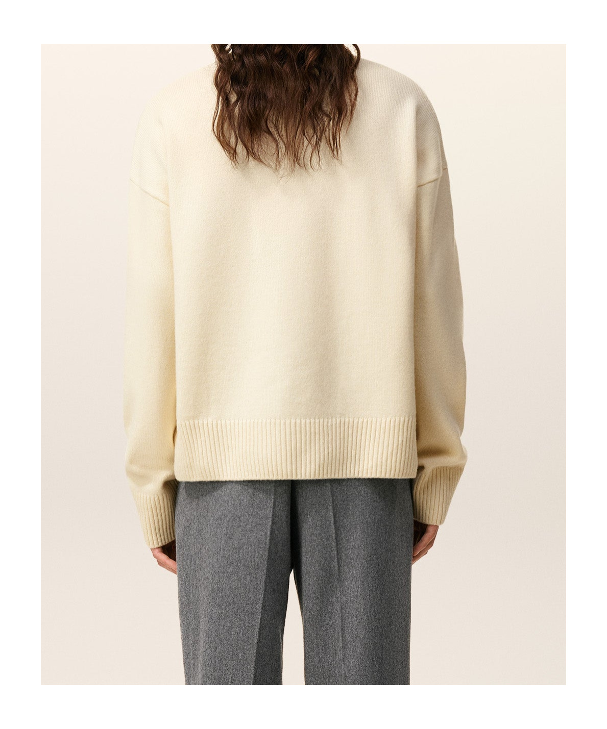Ami Alexandre Mattiussi Wool And Cashmere Funnel Neck Sweater In Gold
