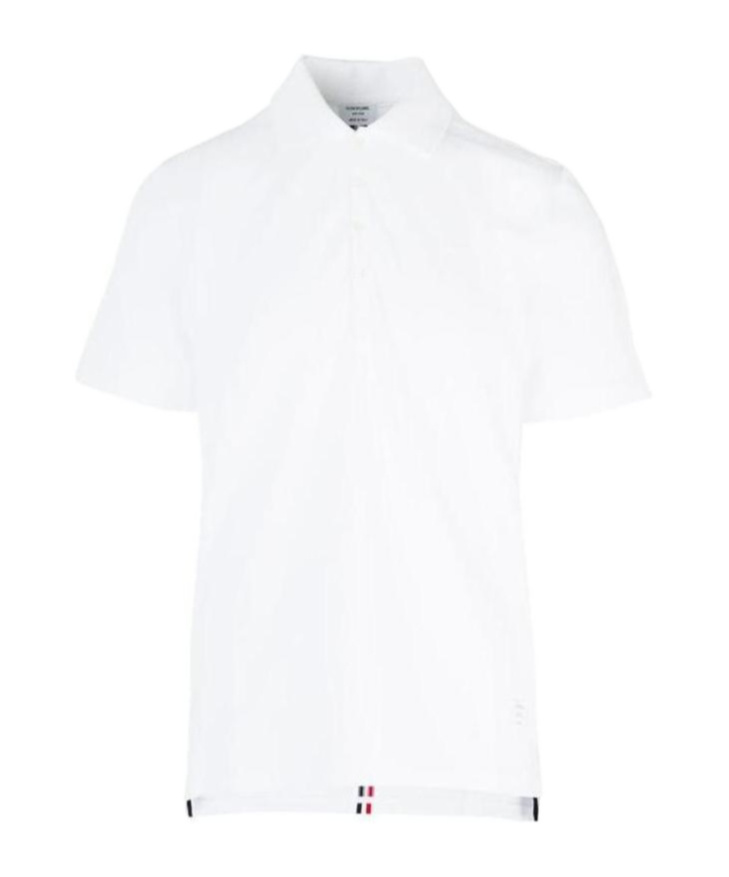 Thom Browne Center-back Stripe Piqué Polo In White