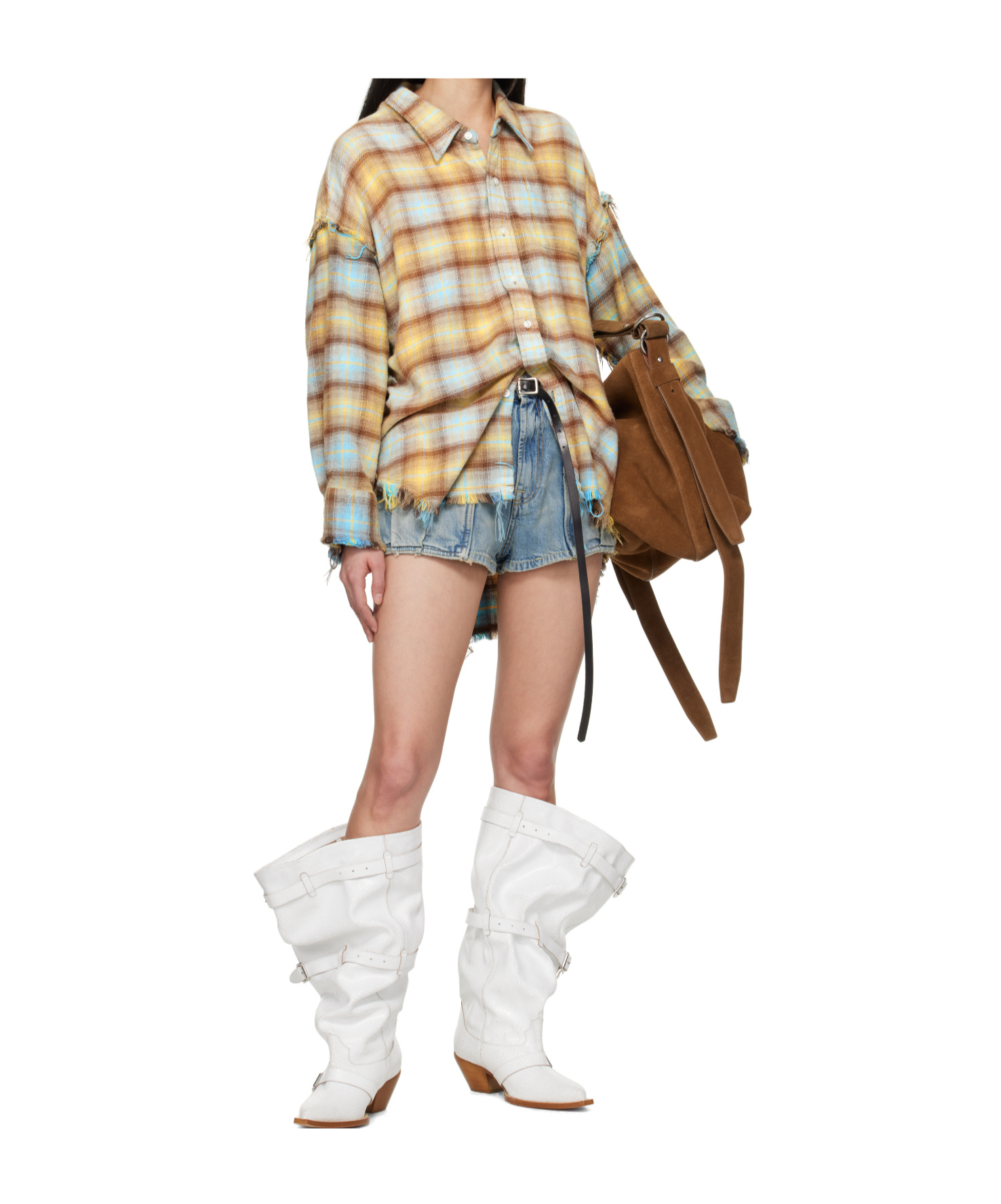 R13 Blue Loose D'arcy Multi Pocket Denim Shorts In Blue