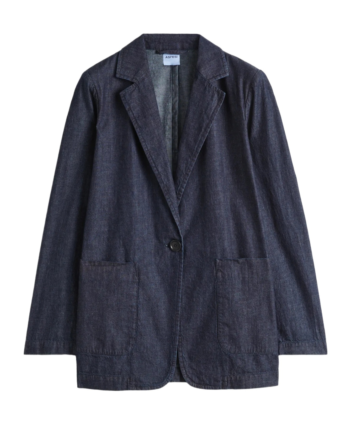 Aspesi Denim-effect Single-breasted Jacket In Black