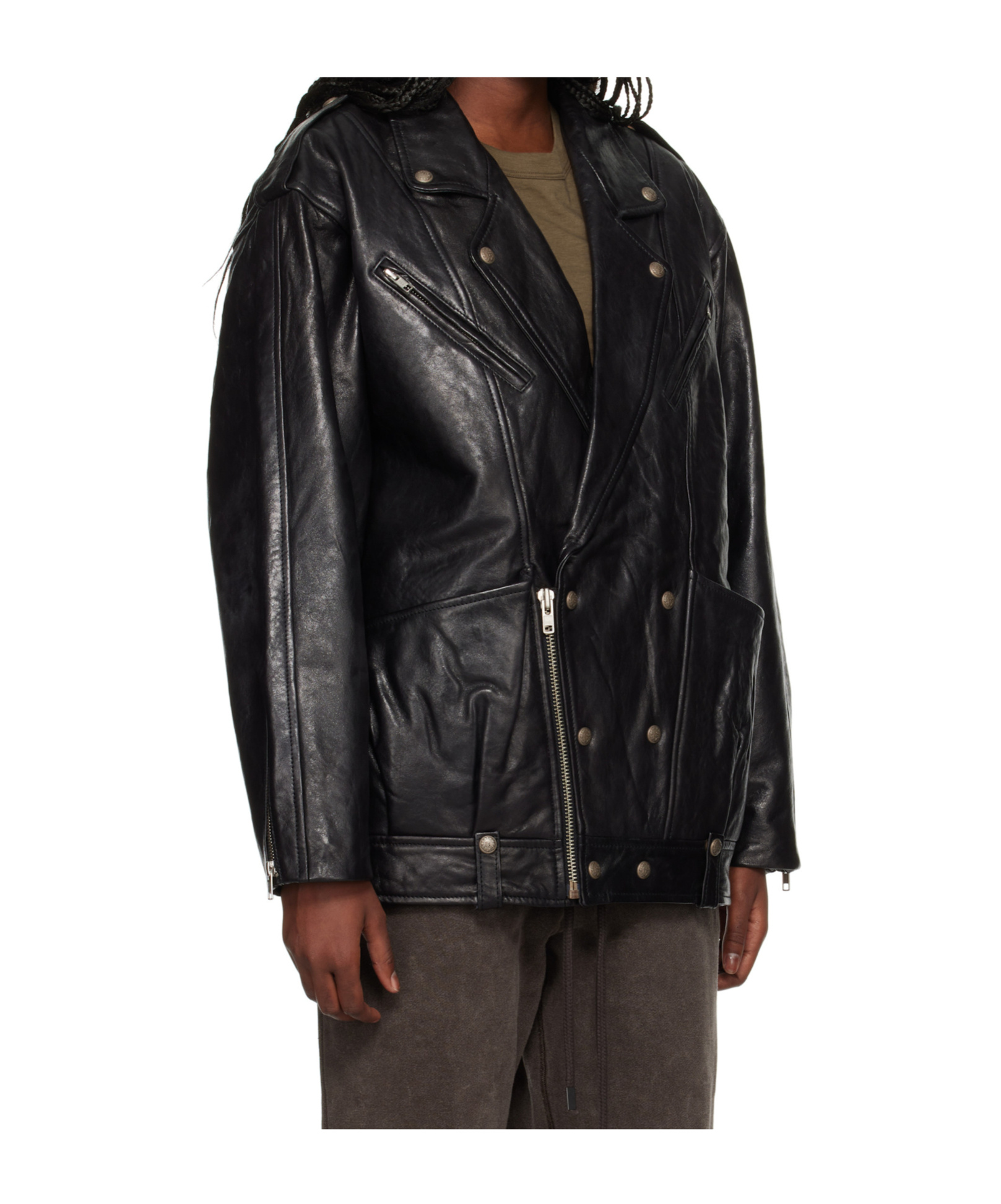 R13 Elongated Motorcycle Jacket Black In Black