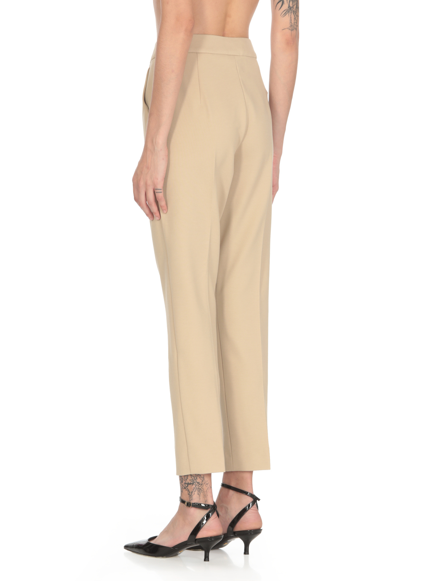 Max Mara Viscose Knitted Trousers In Nude