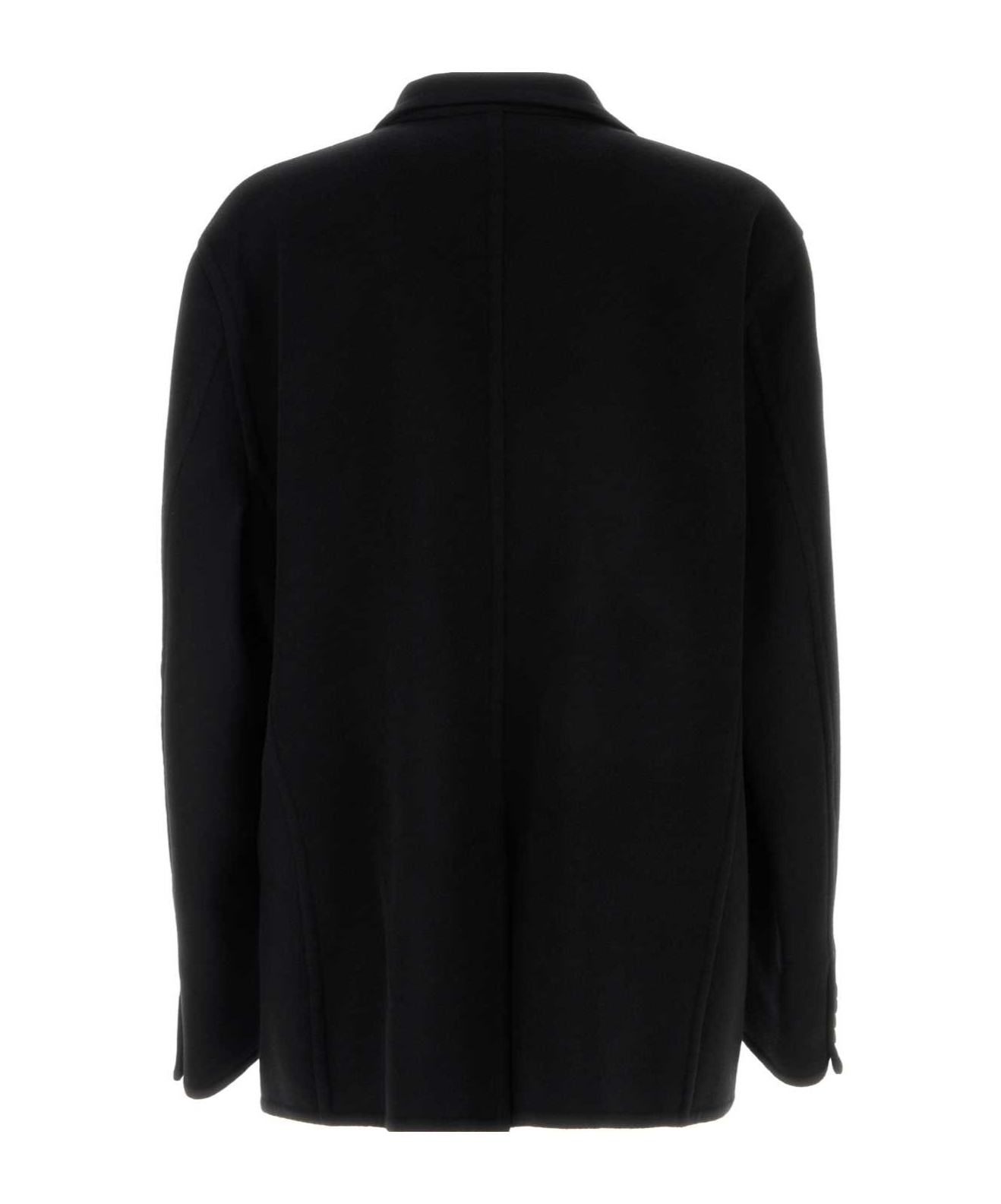Balenciaga Flannel Blazer With Notch Lapel And Pockets In Black