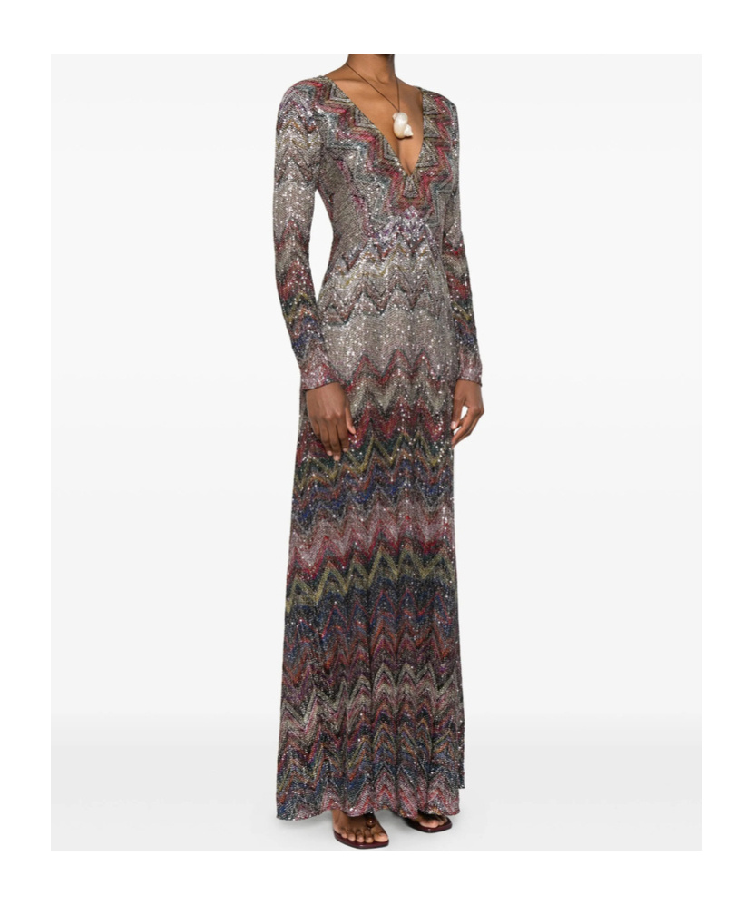 Missoni Zigzag-woven Midi Dress In Gray