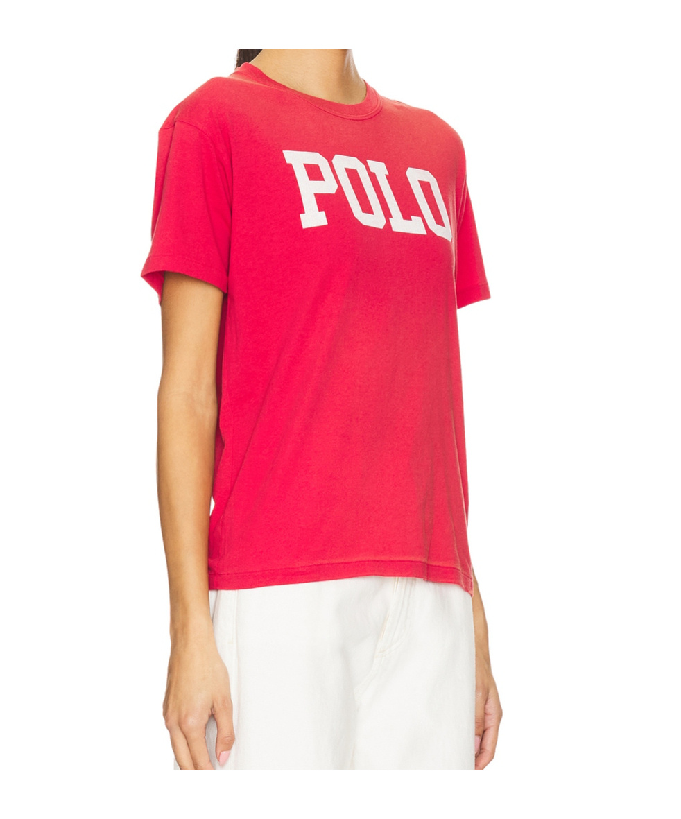 Polo Ralph Lauren Logo Cotton Jersey Crewneck Tee In Red