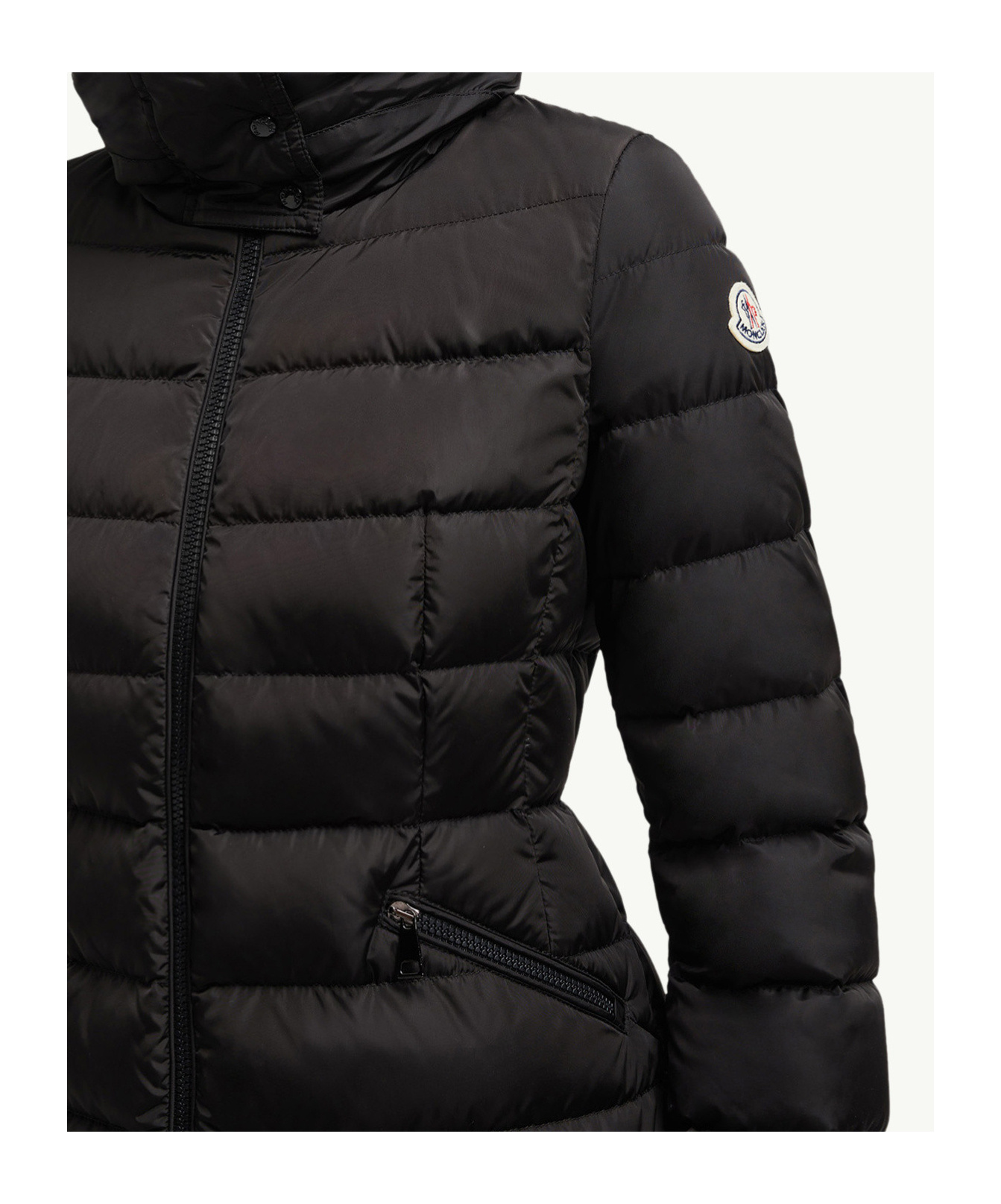 Moncler Womens Black Flammette Brand-patch Slim-fit Shell-down Jacket In Black