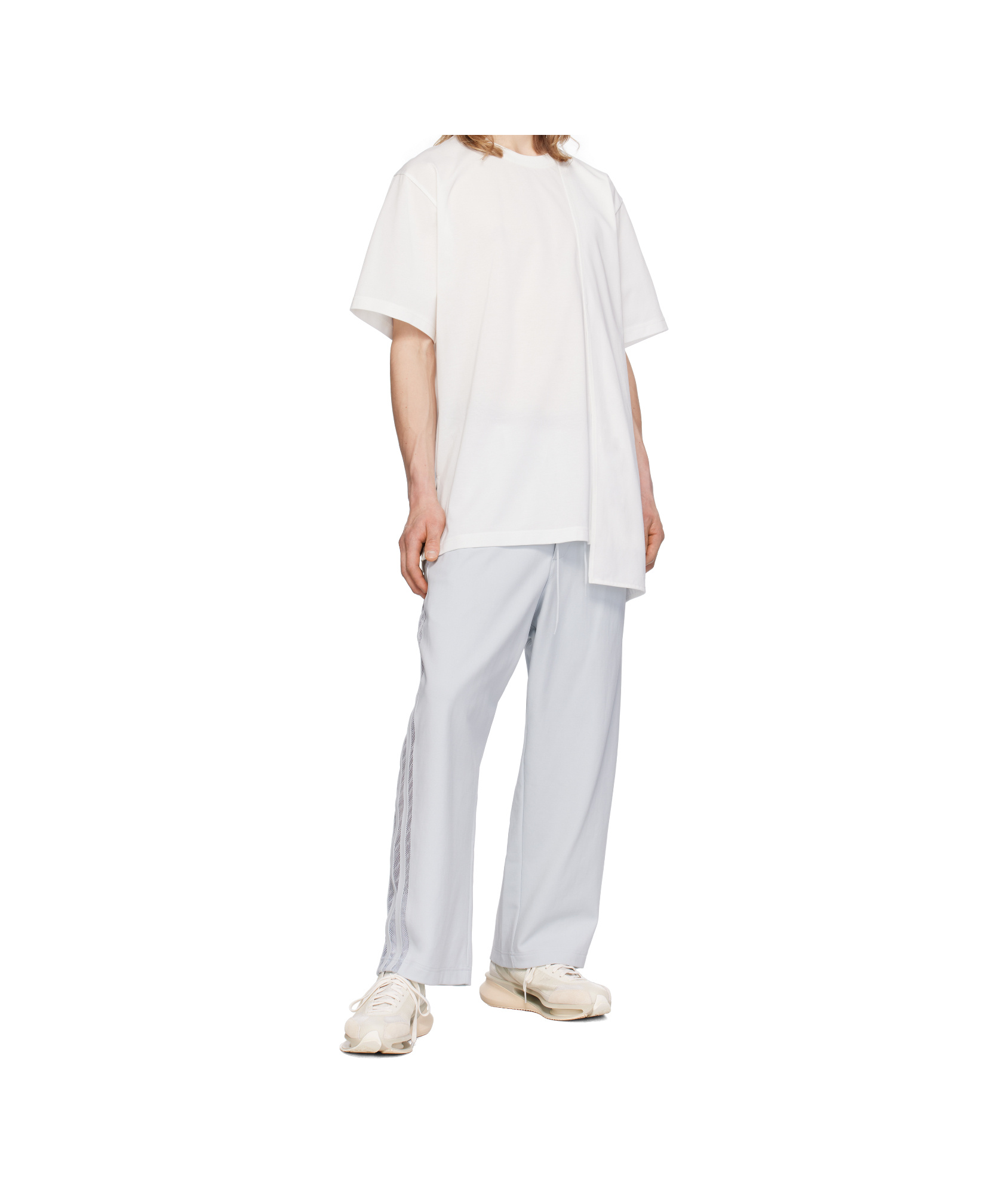 Y-3 Mesh Stripes Track Pants In Transparent Gray