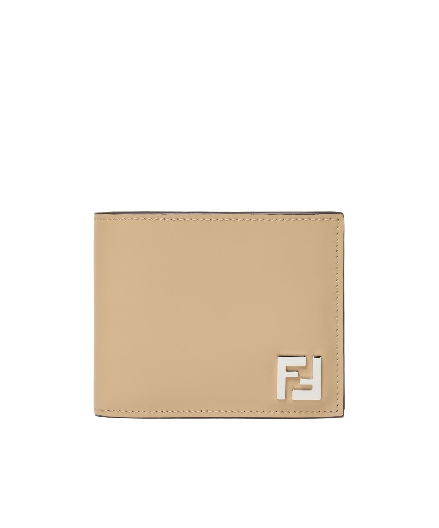 Fendi Beige Ff Canvas And Leather Compact Bi-fold Wallet In Neutral