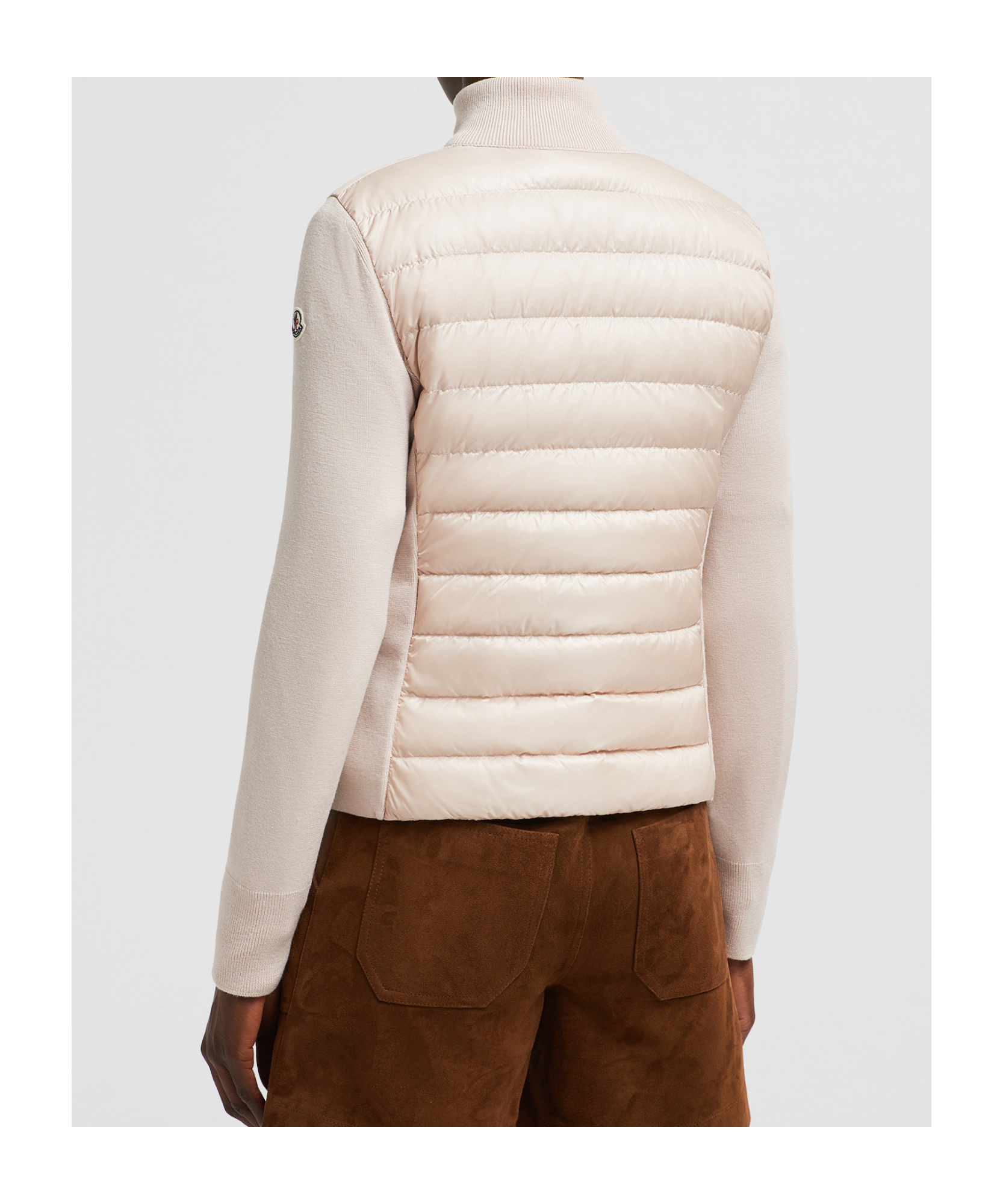 Shop Moncler Padded Wool Zip-up Cardigan In Pink