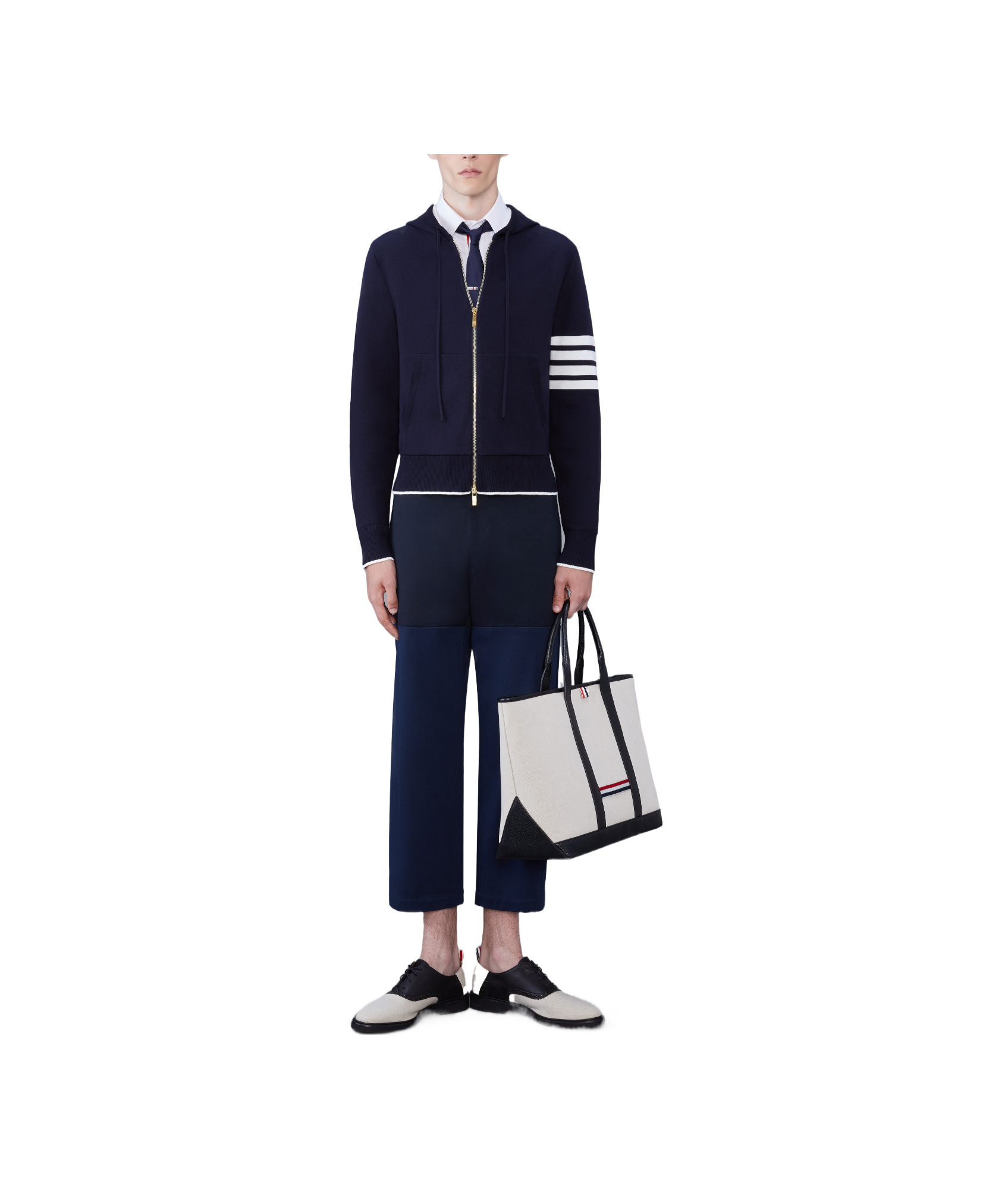 Thom Browne Fish Icon-intarsia Zip Hoodie In Black