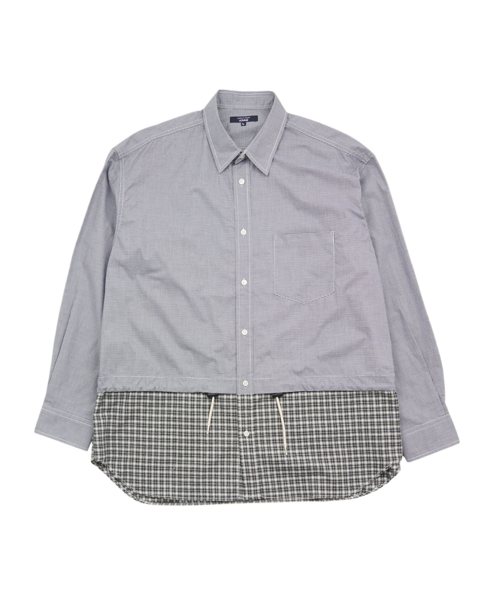 Comme Des Garçons Checkered Drawstring Shirt Black/white In Gray