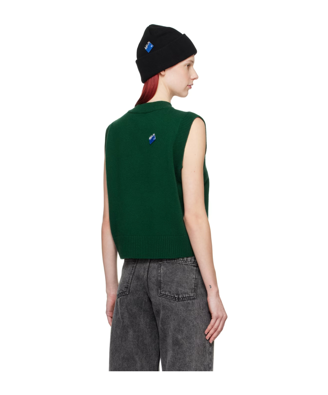 Ader Error V-neck Knitted Vest In Green