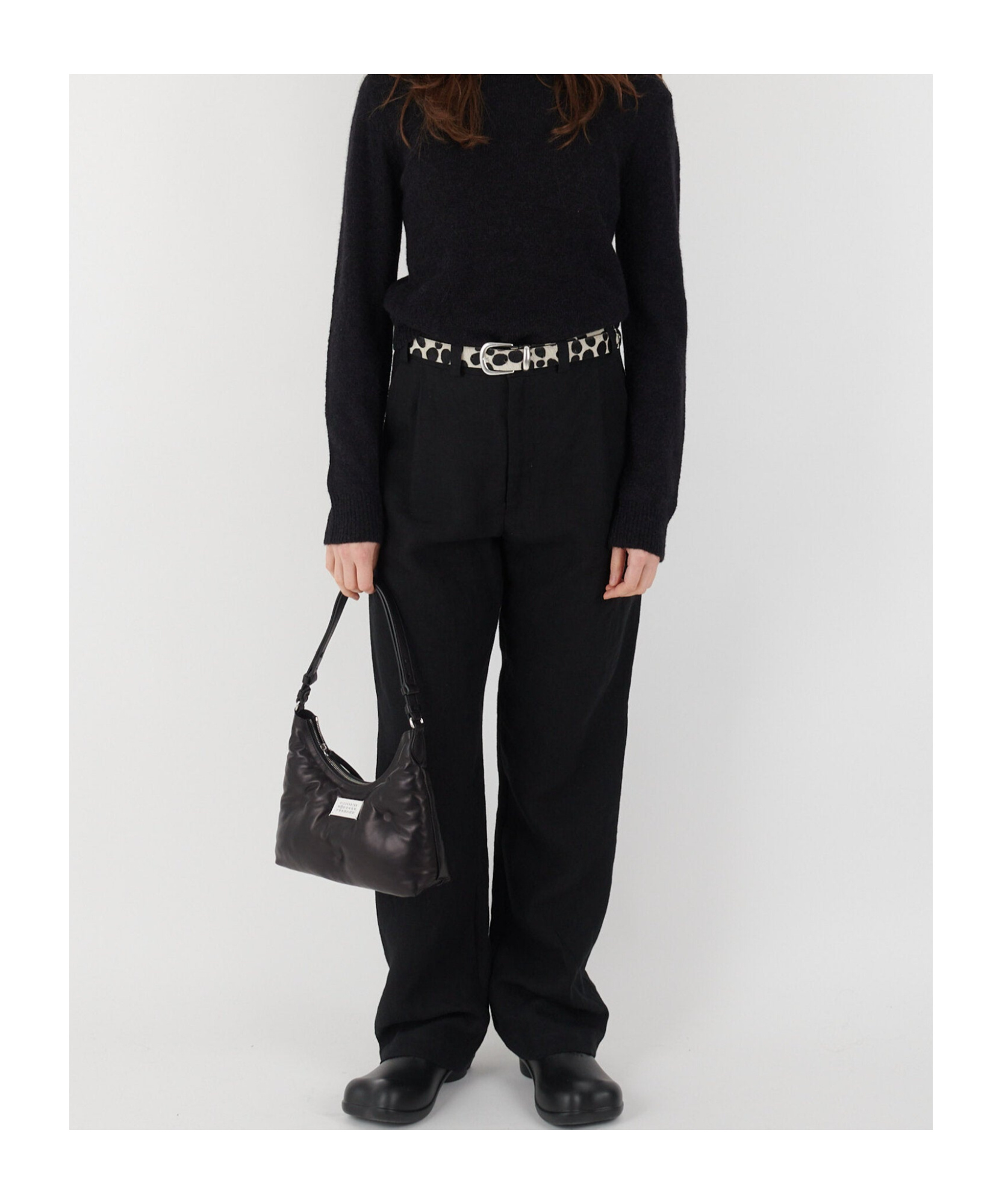 Maison Margiela Black Nappa Leather Small Glam Slam Hobo Shoulder Bag In Black
