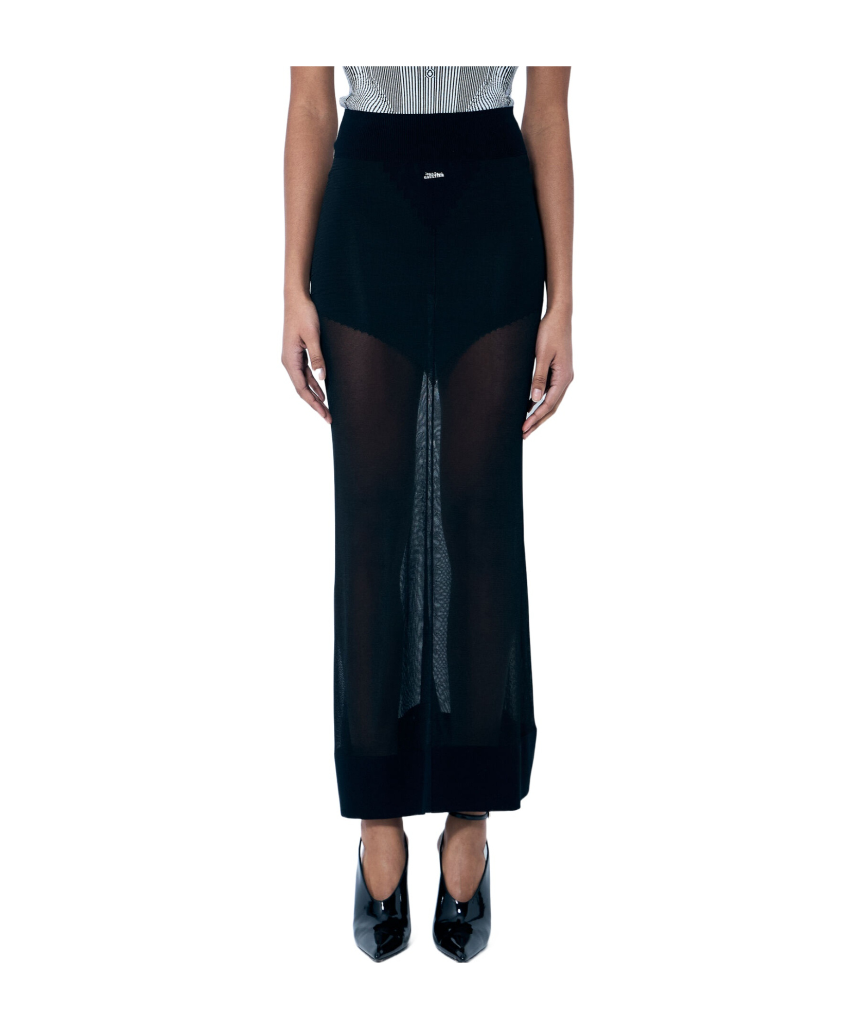 Jean Paul Gaultier Knitted Maxi Skirt In Black