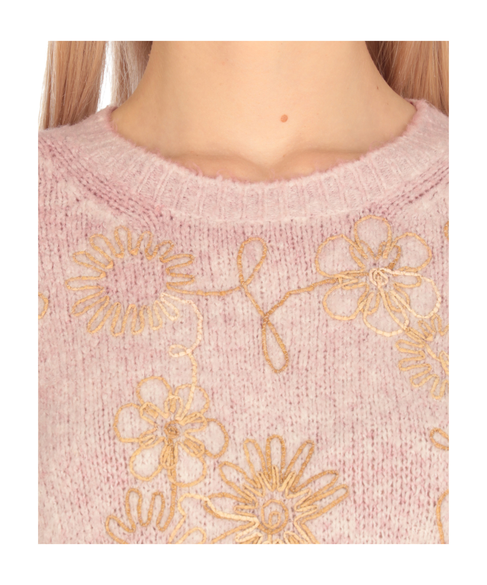 Avant Toi Embossed Floral Pattern Cotton Sweater In Pink