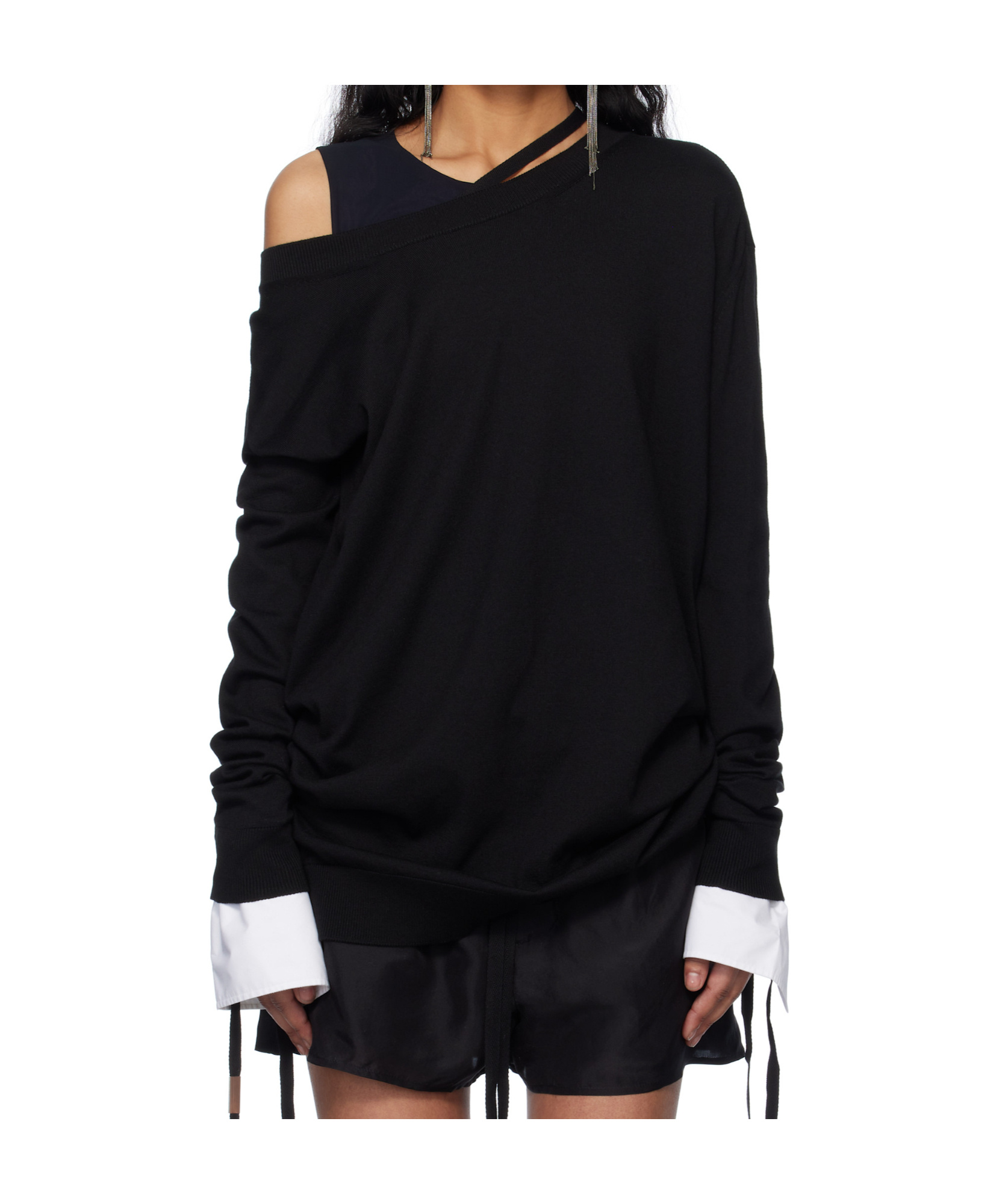 Ann Demeulemeester Off-shoulder Sweater In Black