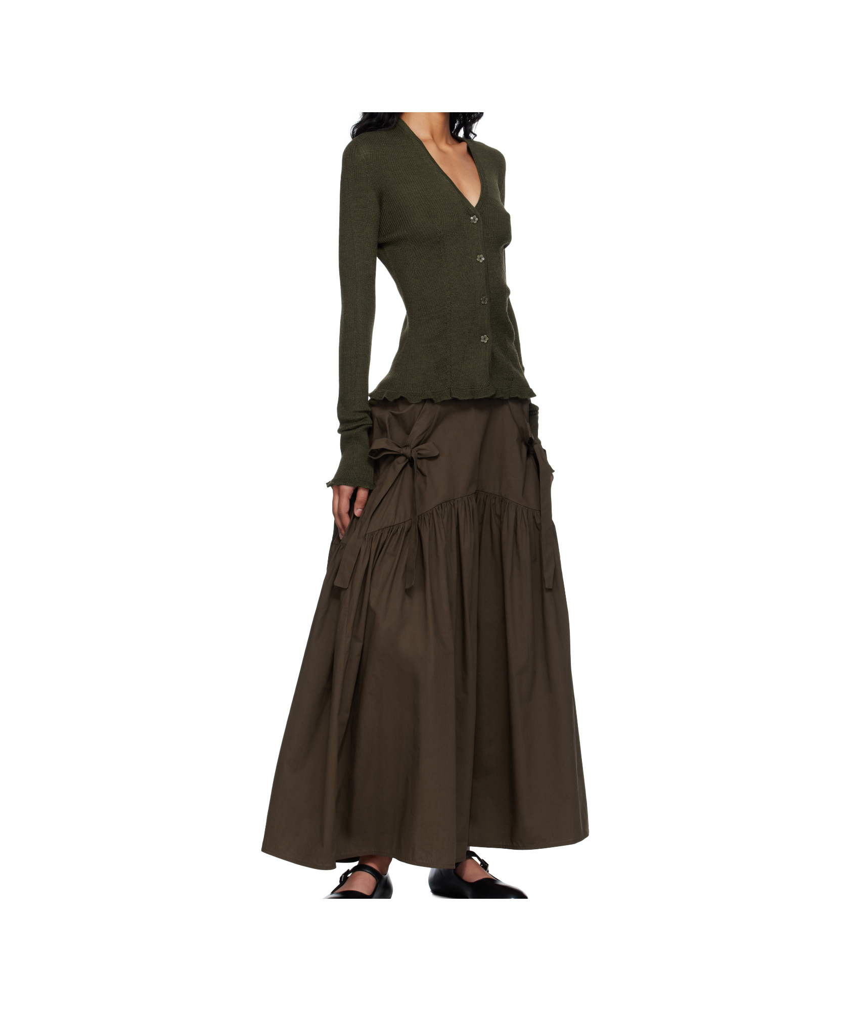 Cecilie Bahnsen Khaki Bessie Cardigan In Black