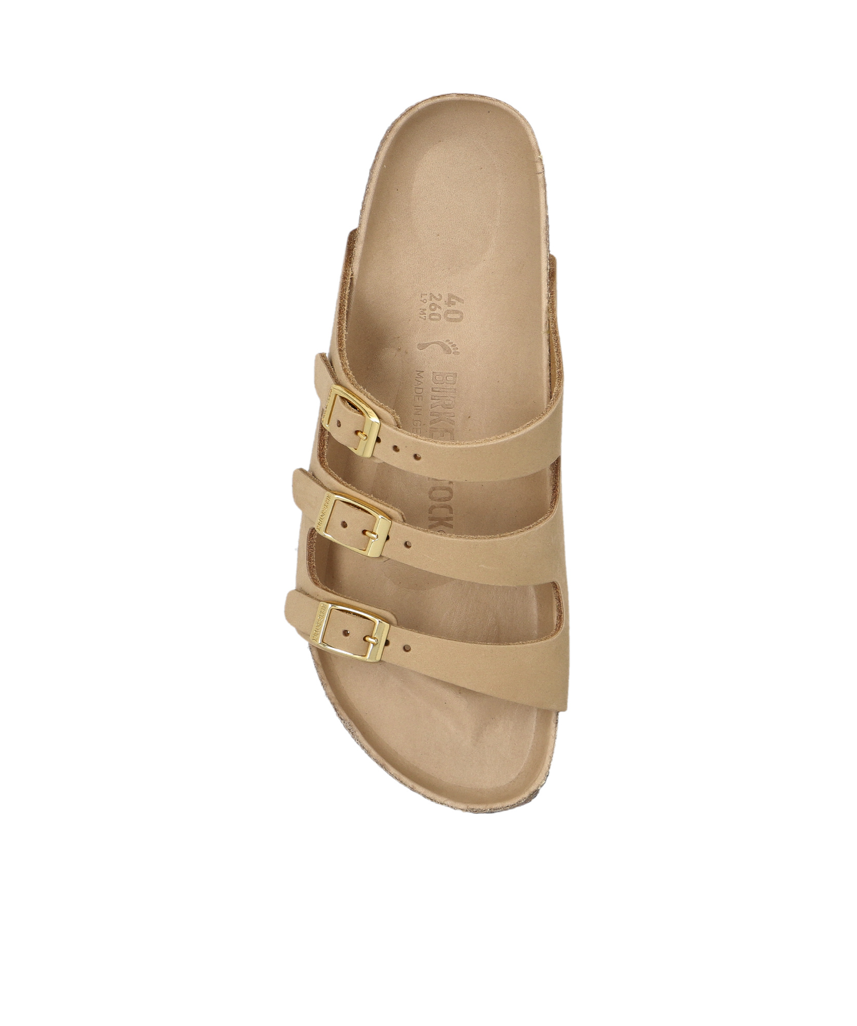 Birkenstock Beige Leather Florida Slippers In Brown