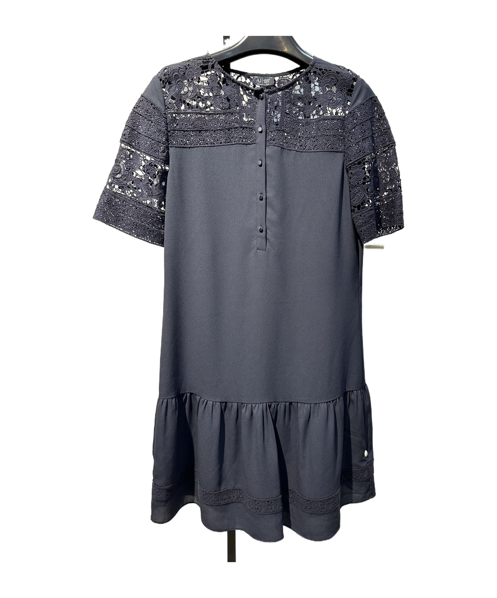 Armani Jeans Round-collar Short-sleeve Dress In Black