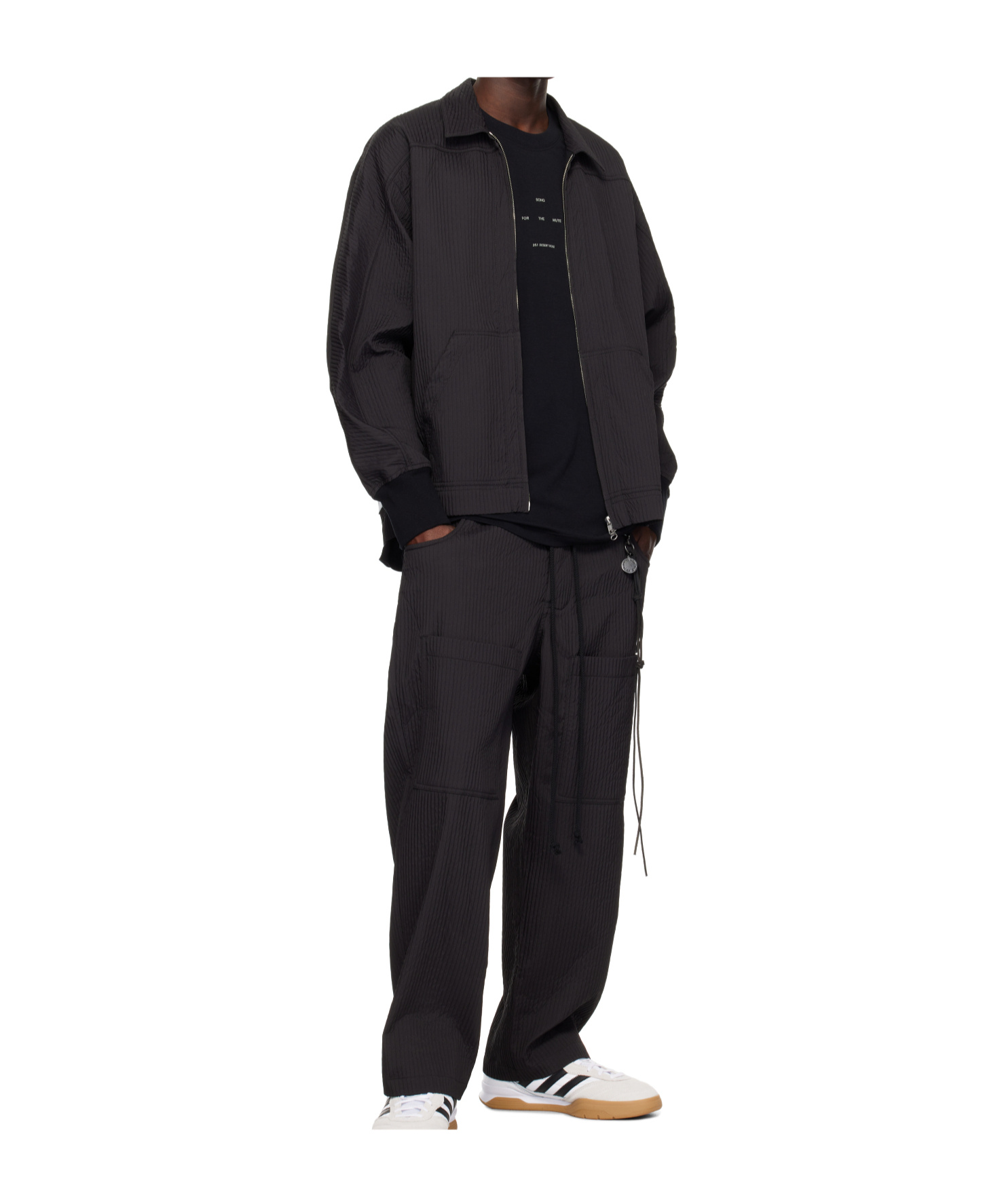 Song For The Mute Black Quilted Track Jacket In Black