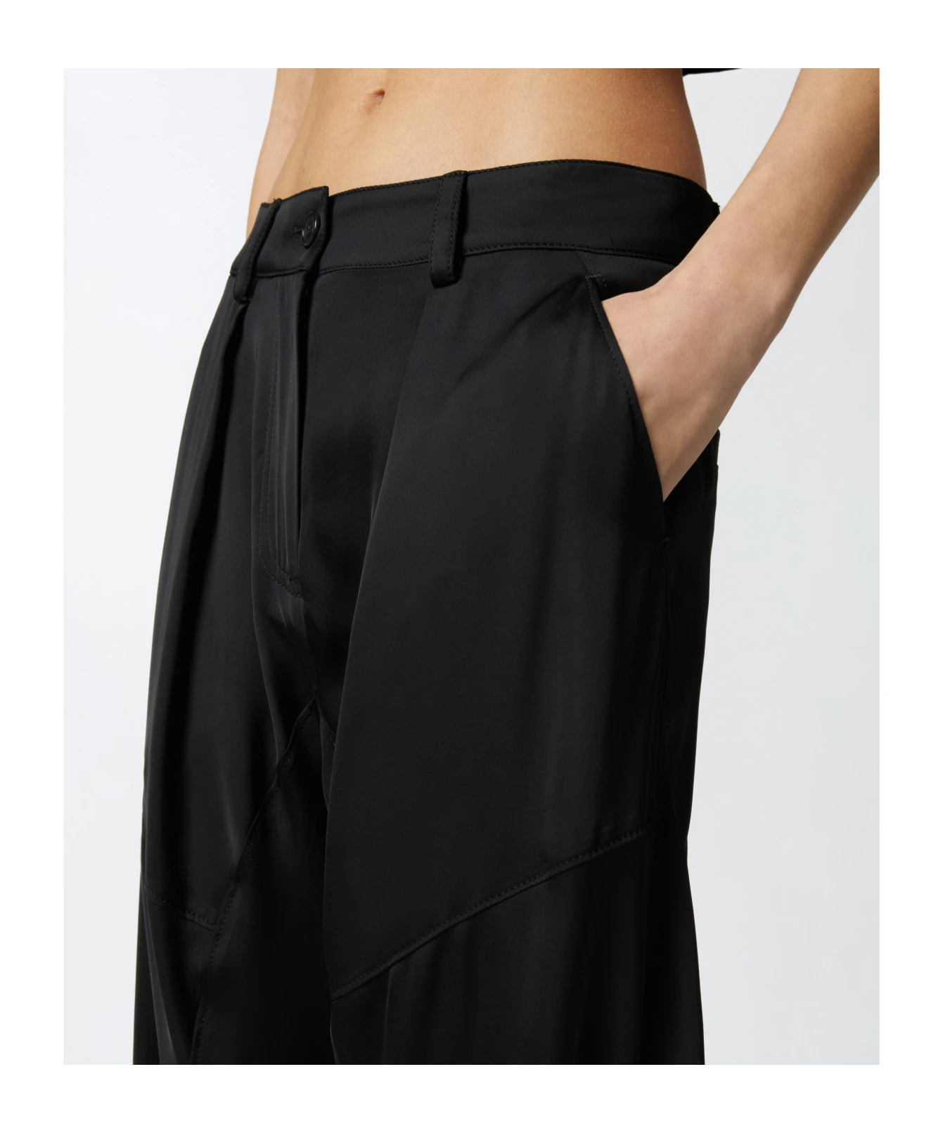 Pinko Satin Button Detailed Pants In Black