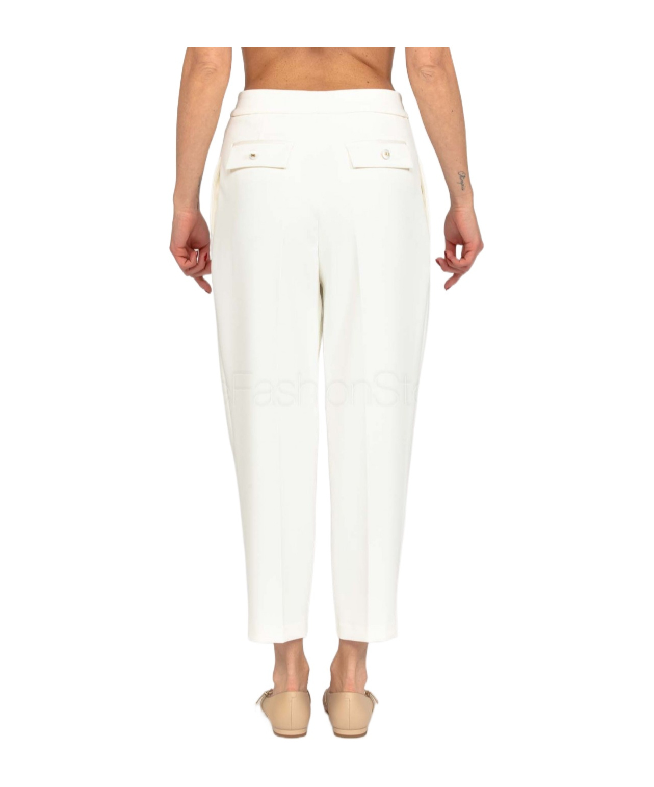 Elisabetta Franchi Creased Casual Pants In White