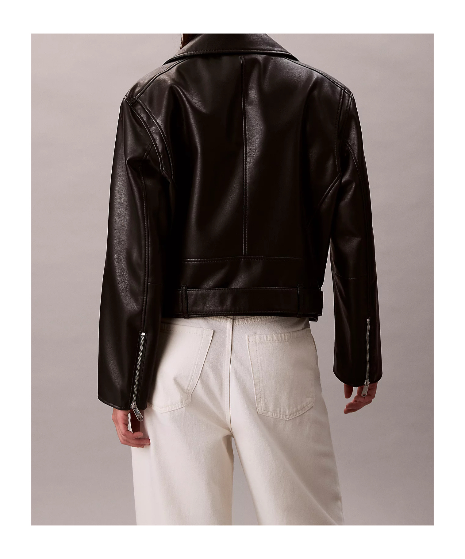 Calvin Klein Jeans Est.1978 Faux Leather Biker Jacket In Black
