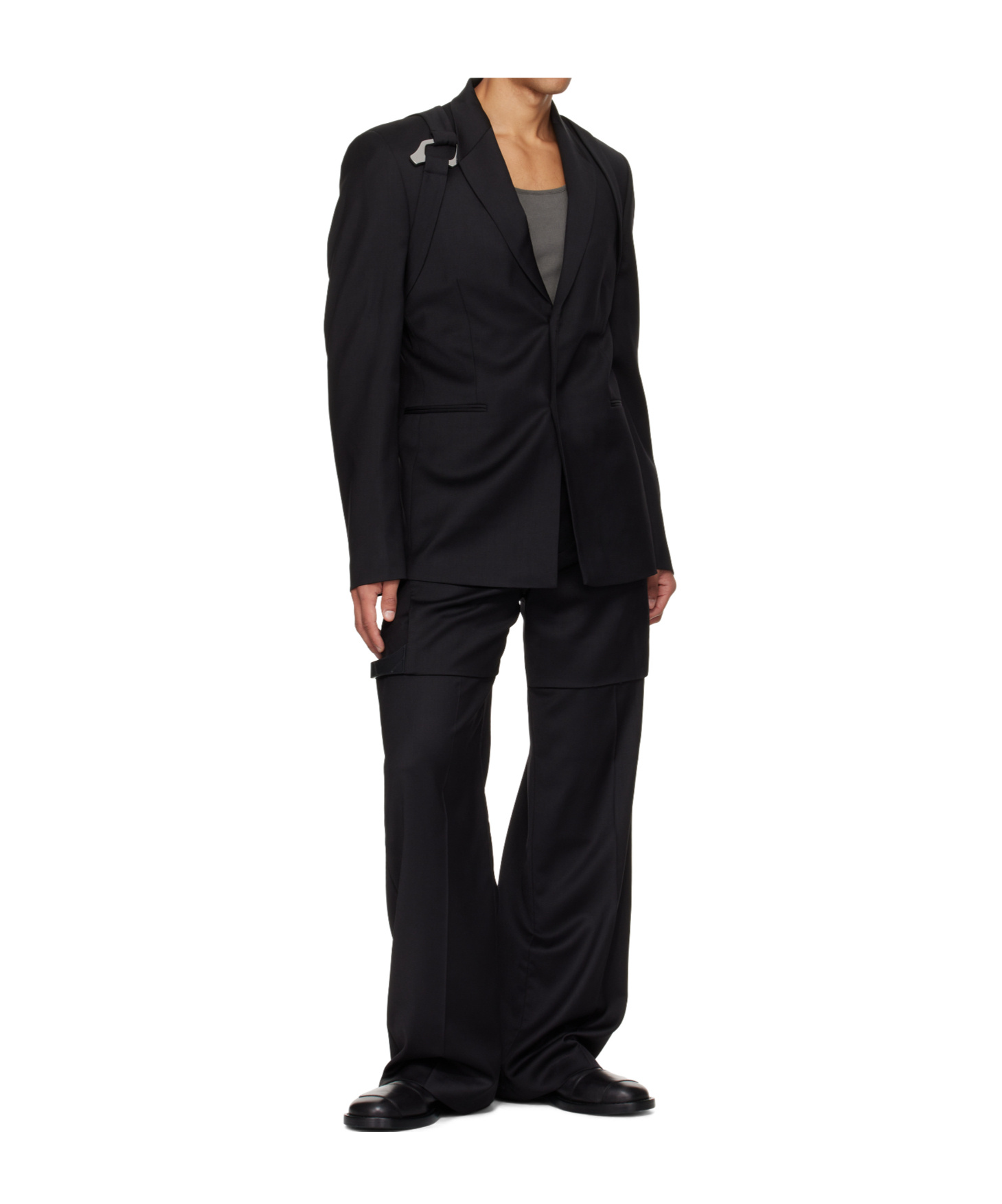 Heliot Emil Black Glassine Tailored Trousers In Black