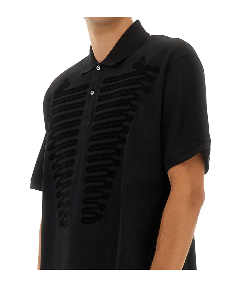 Alexander Mcqueen Polo Shirt "ceremonial Boxy" In Black
