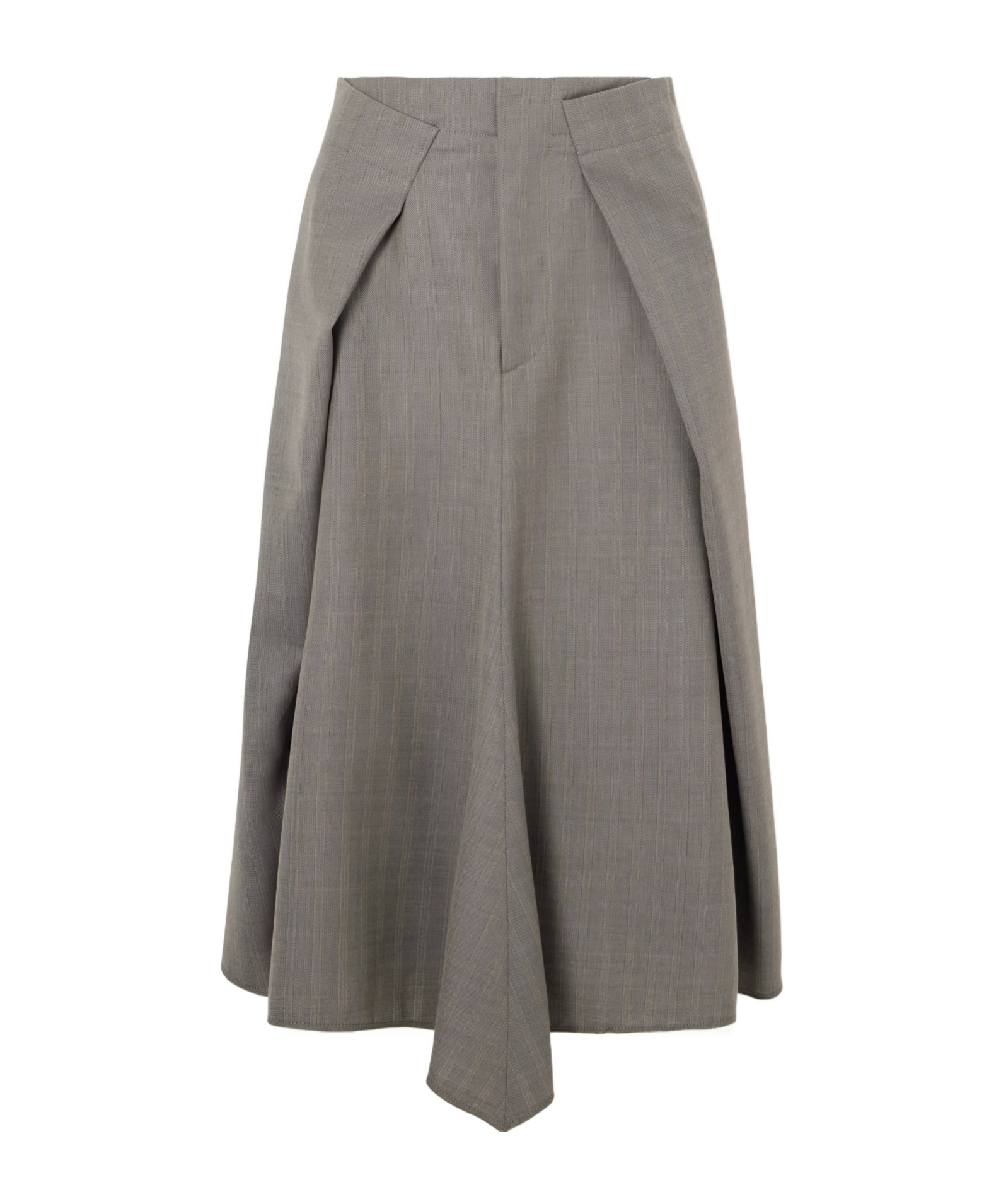 Victoria Beckham Pleated Wool Midi Skirt In Gray