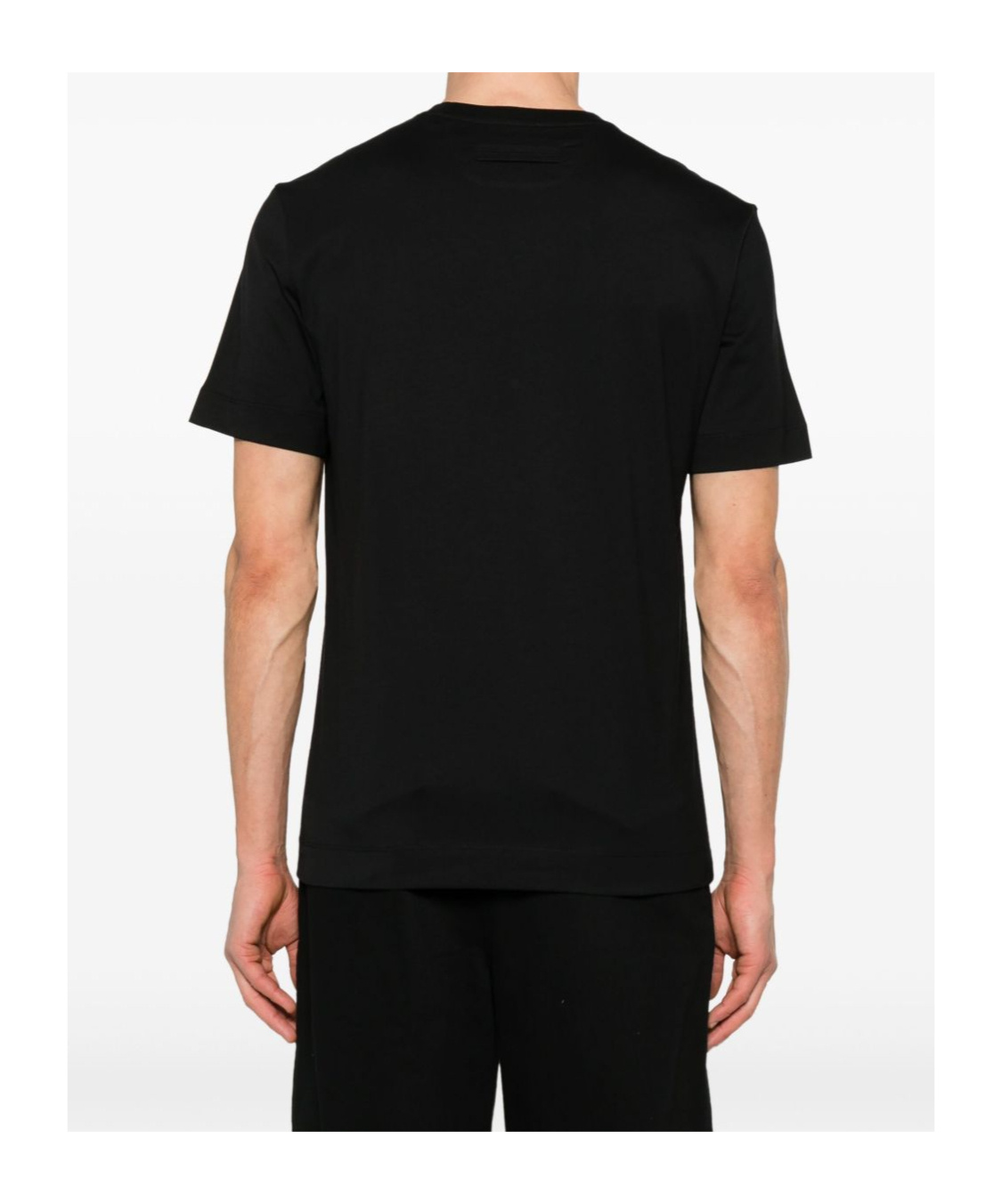 Zegna T-shirt In Cotone Blu Scuro Uomo In Black
