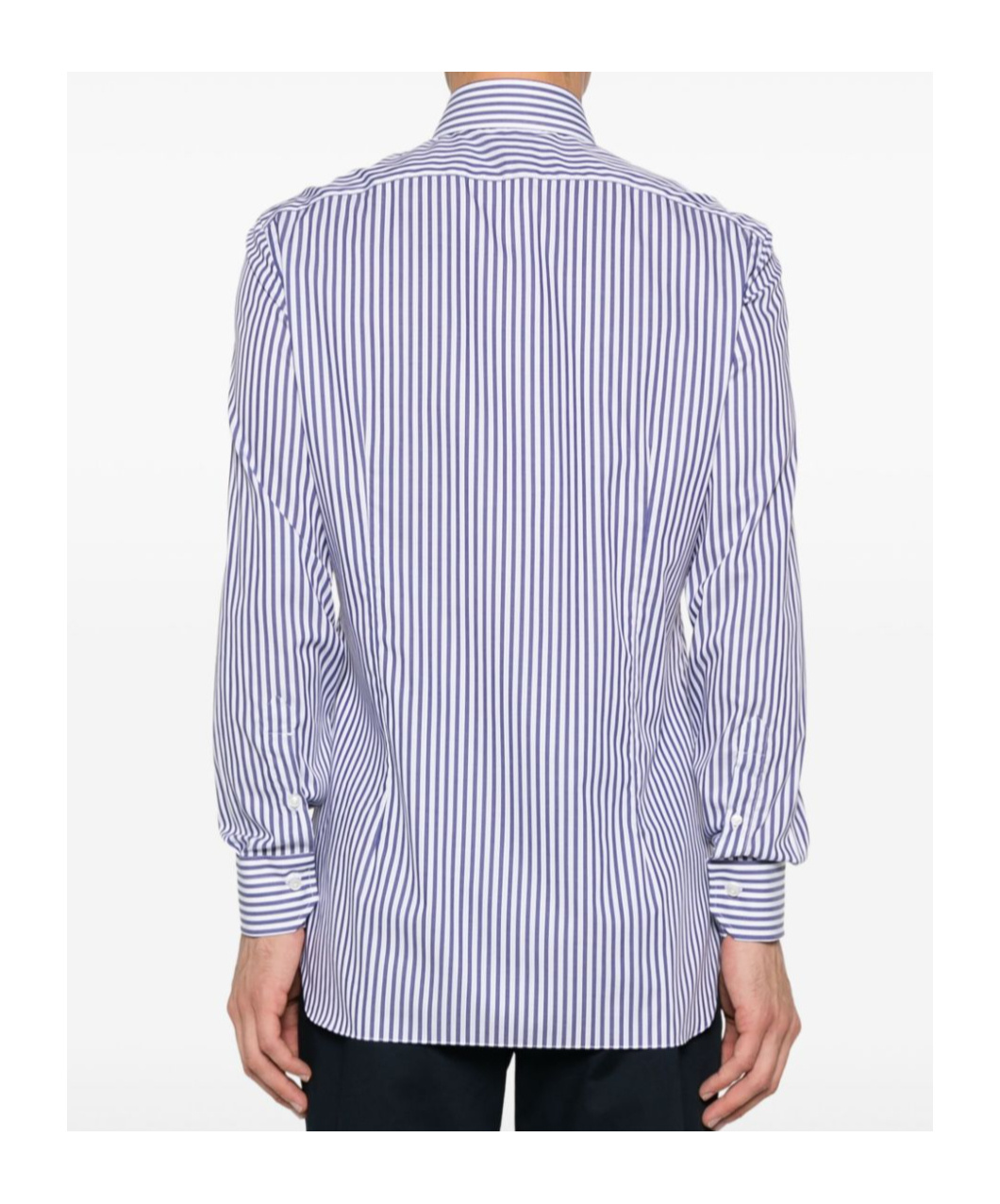 Barba Napoli Barba Vertical Striped Blue And White Barba Shirt In White