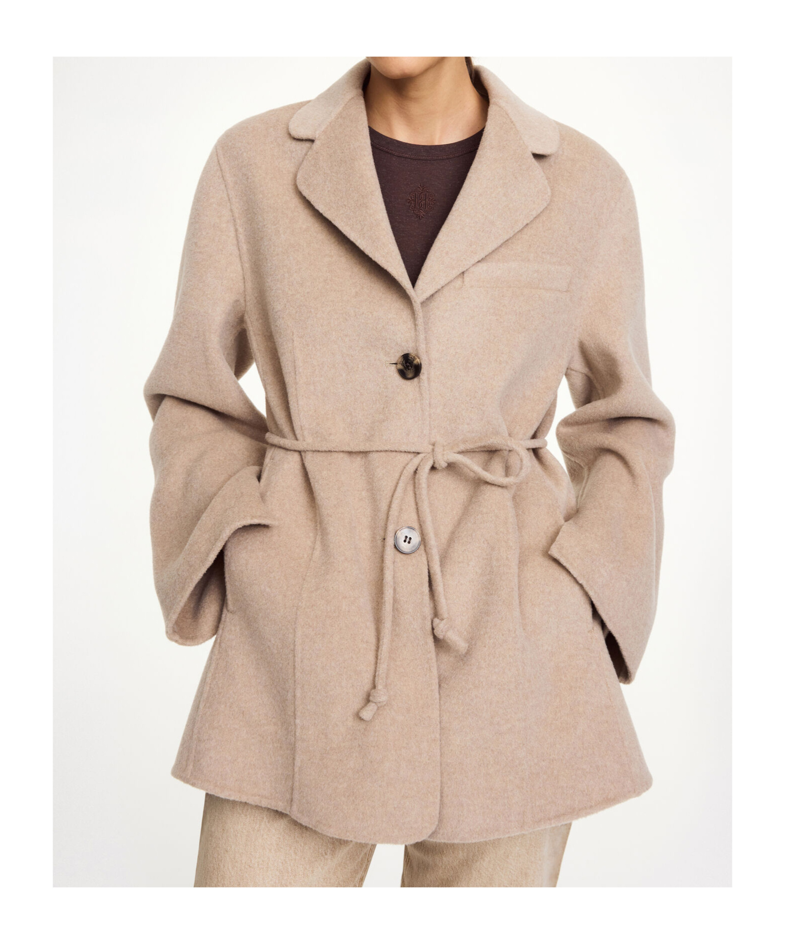 By Malene Birger Tie-waist Single-breasted Blazer In Neutral