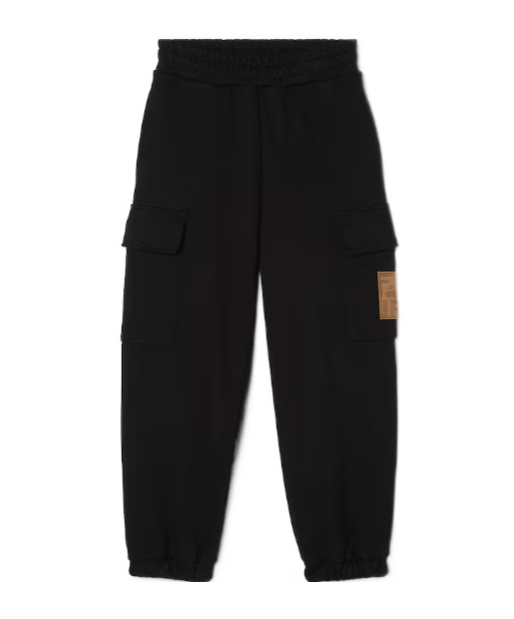 Fendi Black Jersey Fleece Junior Jog Pants With Logo In Black