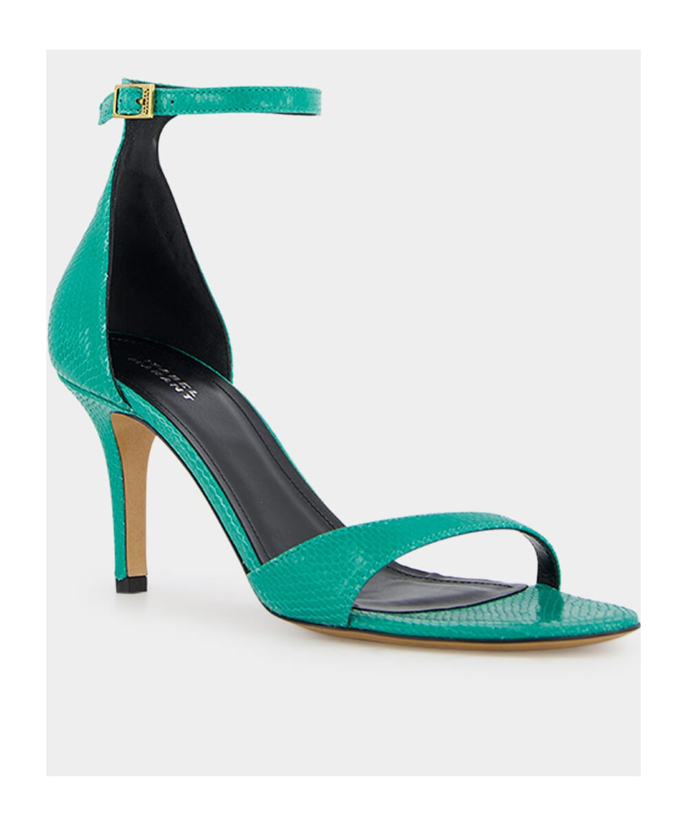 Isabel Marant Round Head High-heeled Sandals In Green