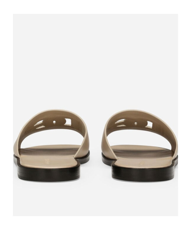 Dolce & Gabbana Dg Logo Calf Leather Slides In Nude