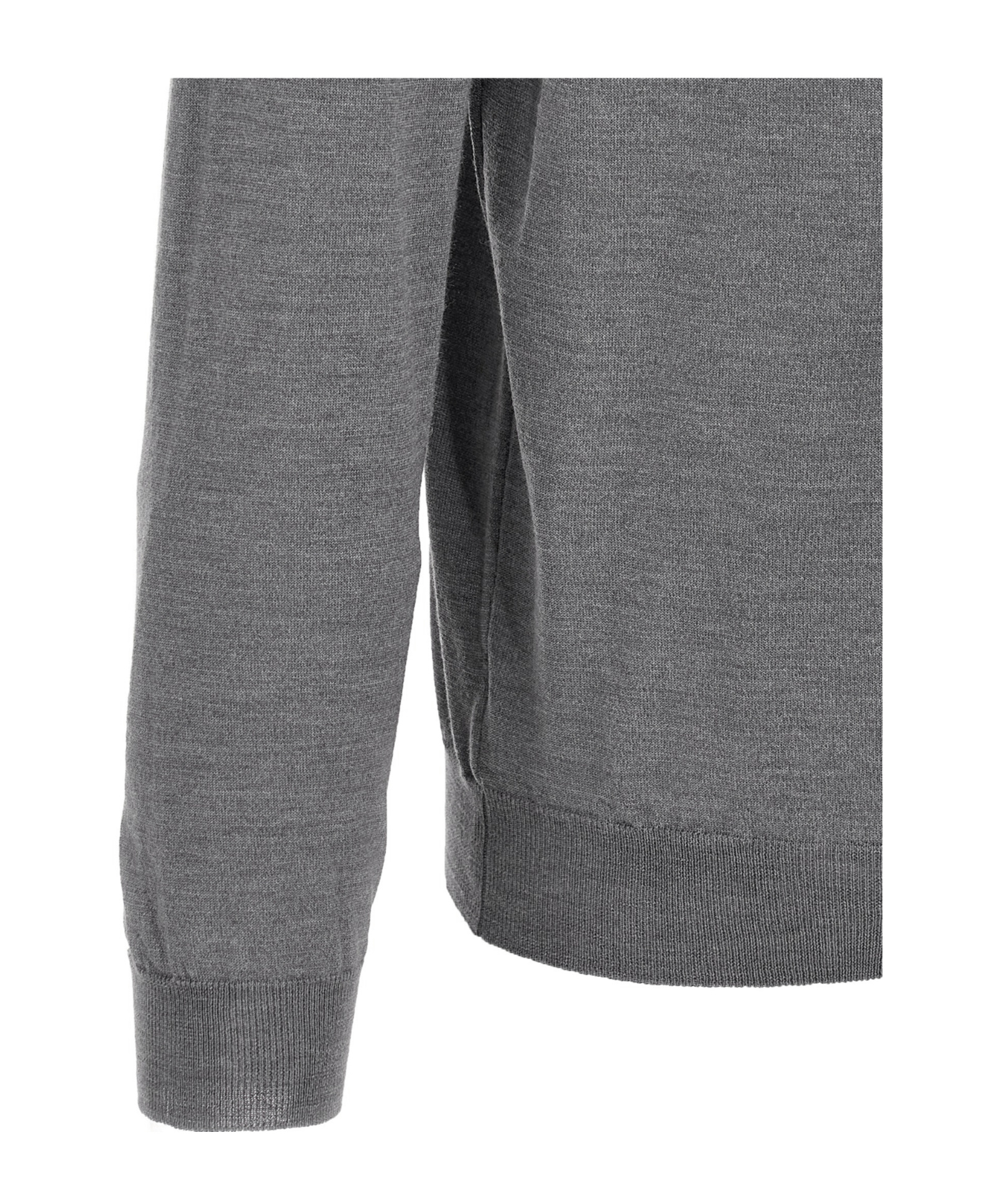 Zanone Virgin Wool Polo Shirt With Button Placket And Cuffed Sleeves In Gray