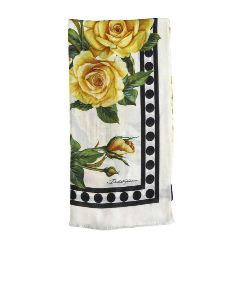 Dolce & Gabbana Rose-print Rectangle Scarf In Multicolor