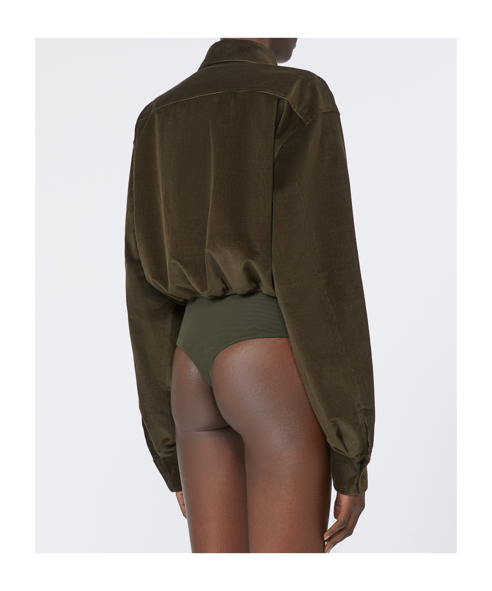 Max Mara Velvet Bodysuit Tulle Thong In Brown