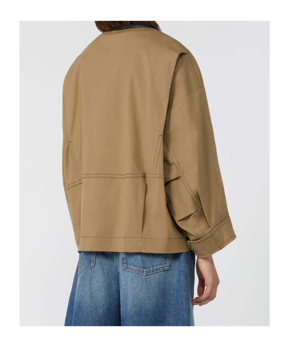 Weekend Max Mara Omens Desert Dorema Contrast-collar Cotton Blend Jacket In Brown
