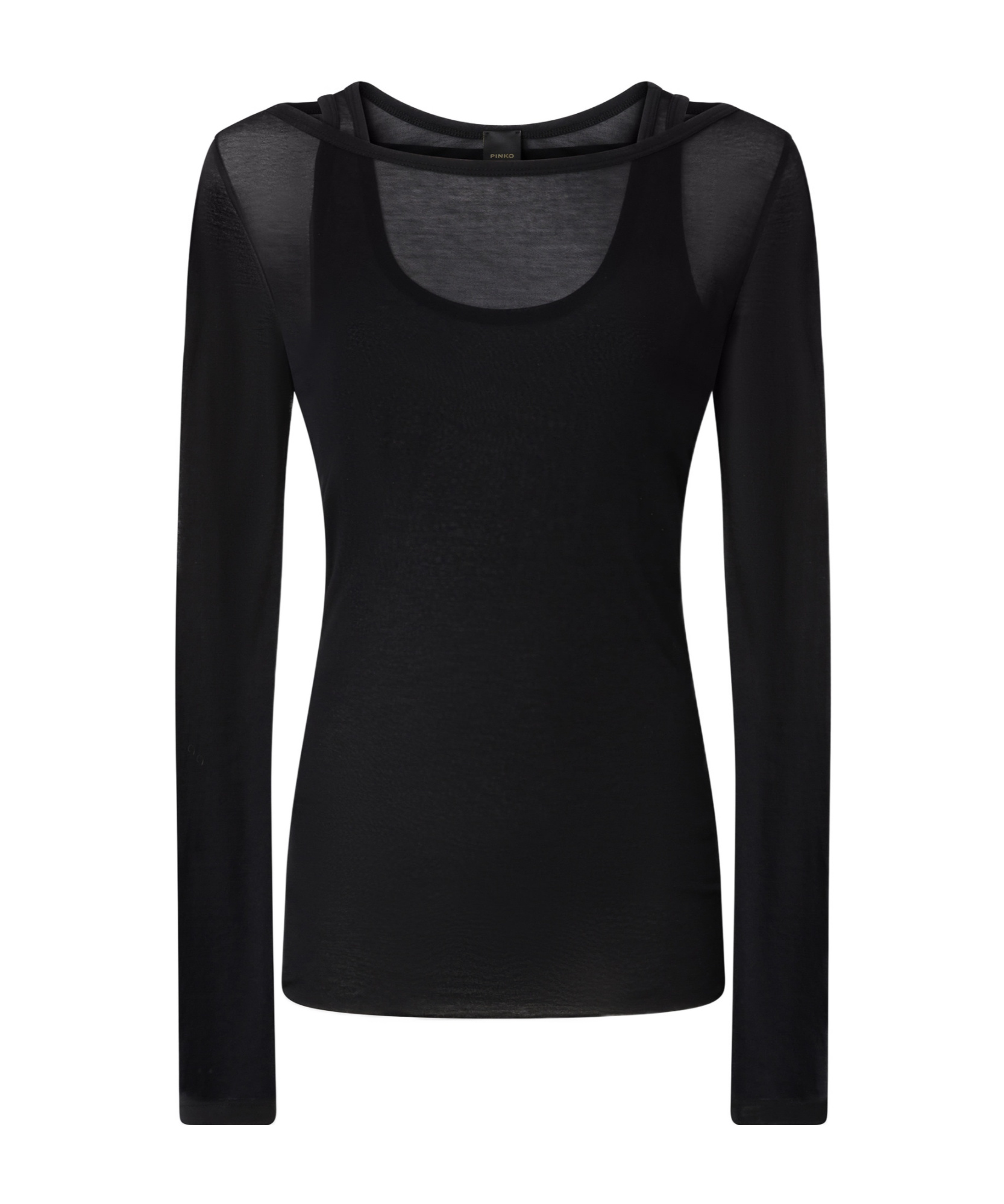 Pinko Light Gauze Long-sleeved Sweater In Black