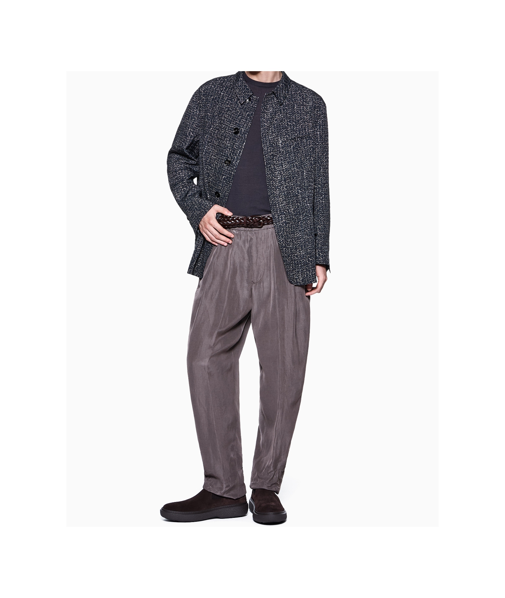 Giorgio Armani Wool Crew-neck Sweater In Blue