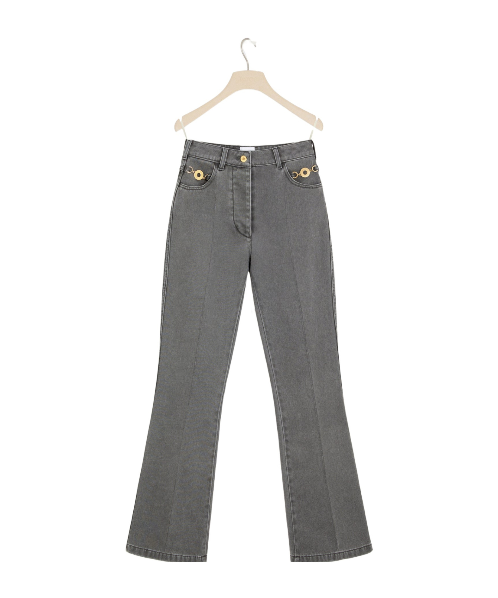 Patou Flared Trousers In Organic Cotton Denim In Gray