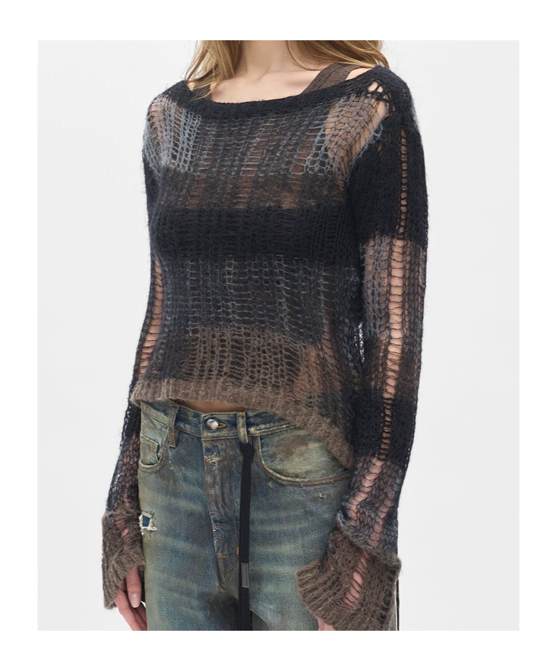 Ann Demeulemeester Leocadie Slim Fit Open Neck Sweater In Black