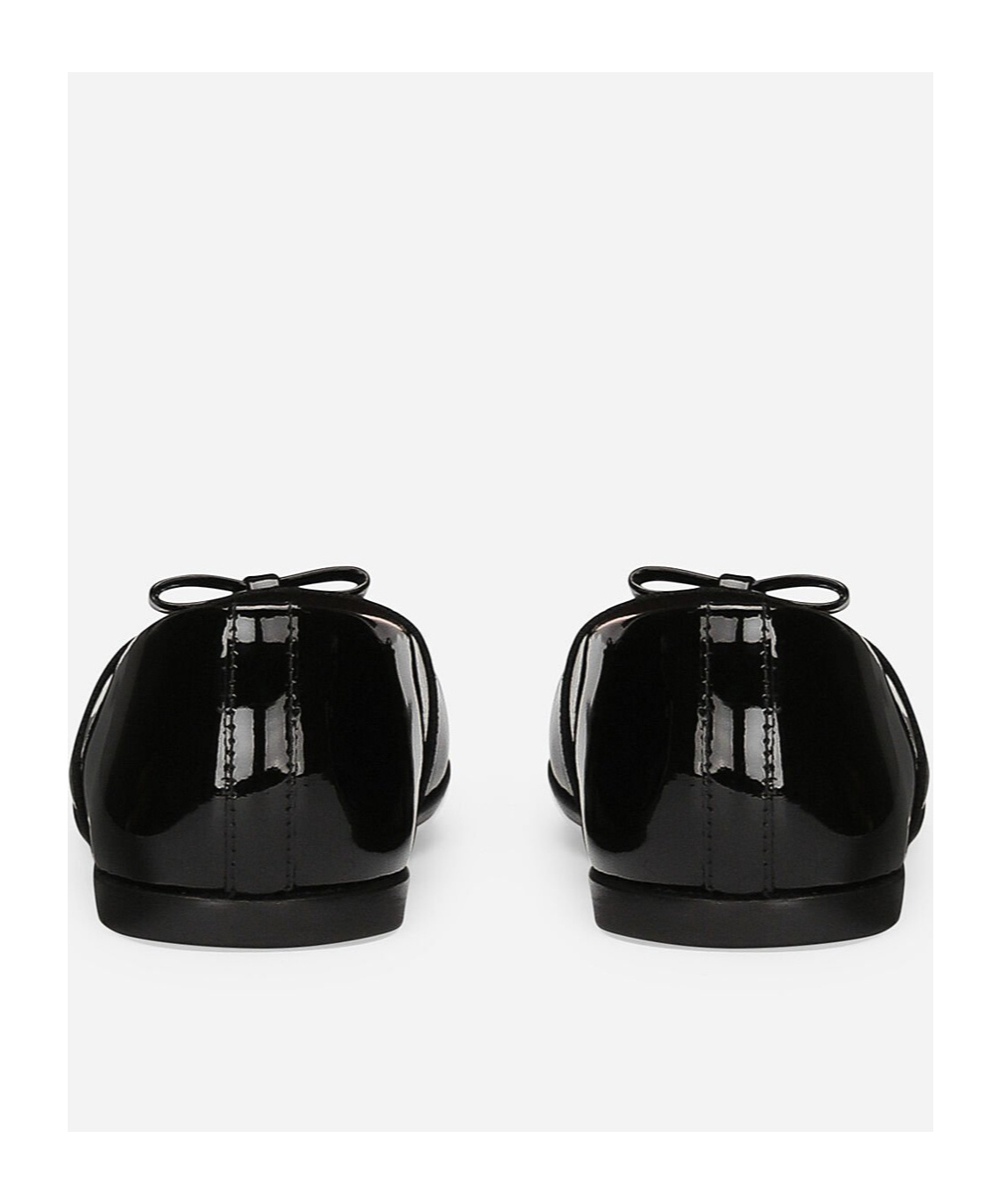 Dolce & Gabbana Logo-strap Bow Ballerina Shoes In Black