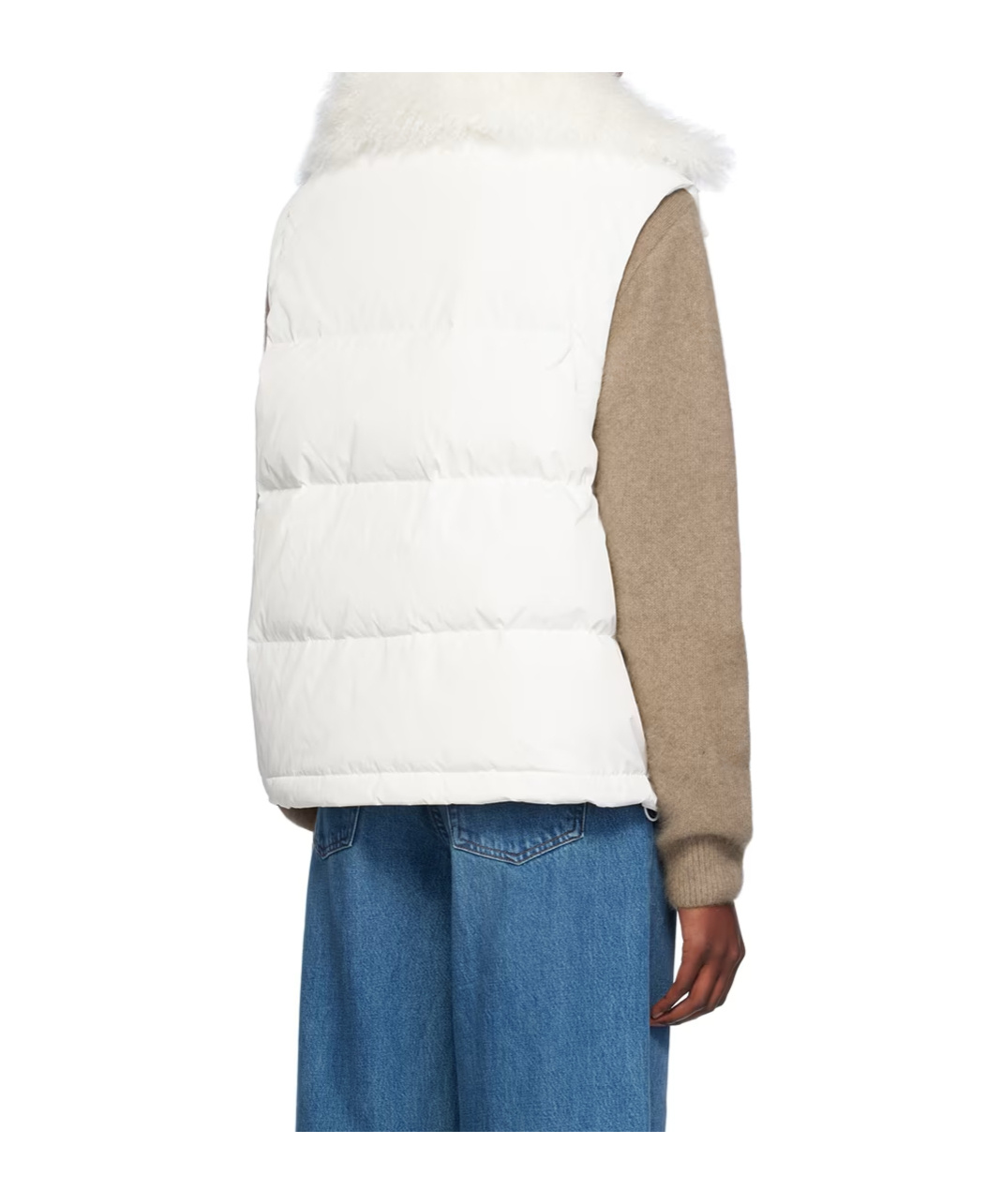 Shop Yves Salomon Quilted Zipper Down Jacket In White